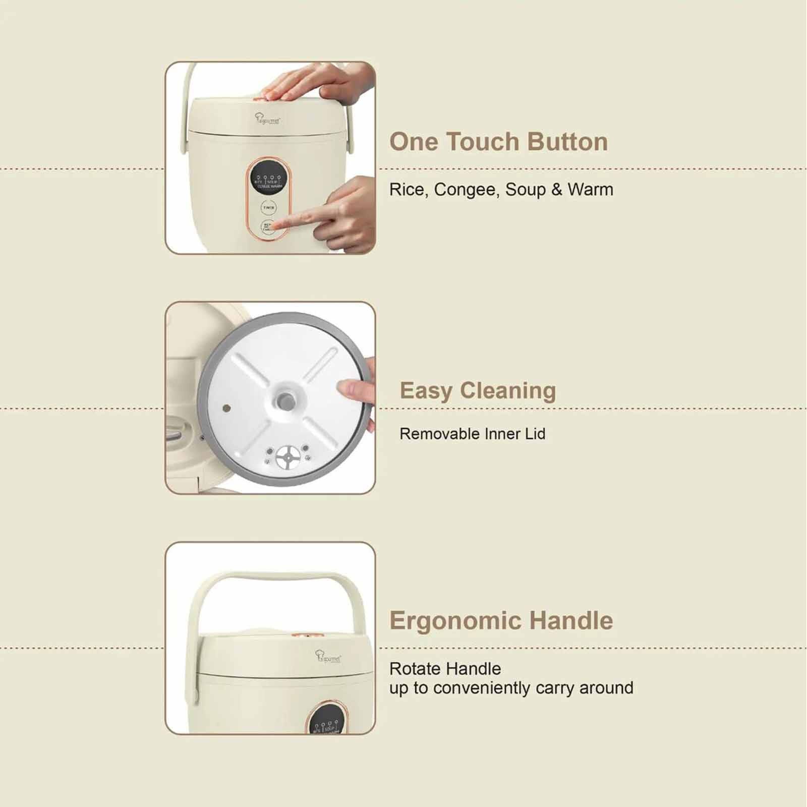 LA GOURMET Rice Cooker (0.8l) - Cream LGELRC419590-image 5
