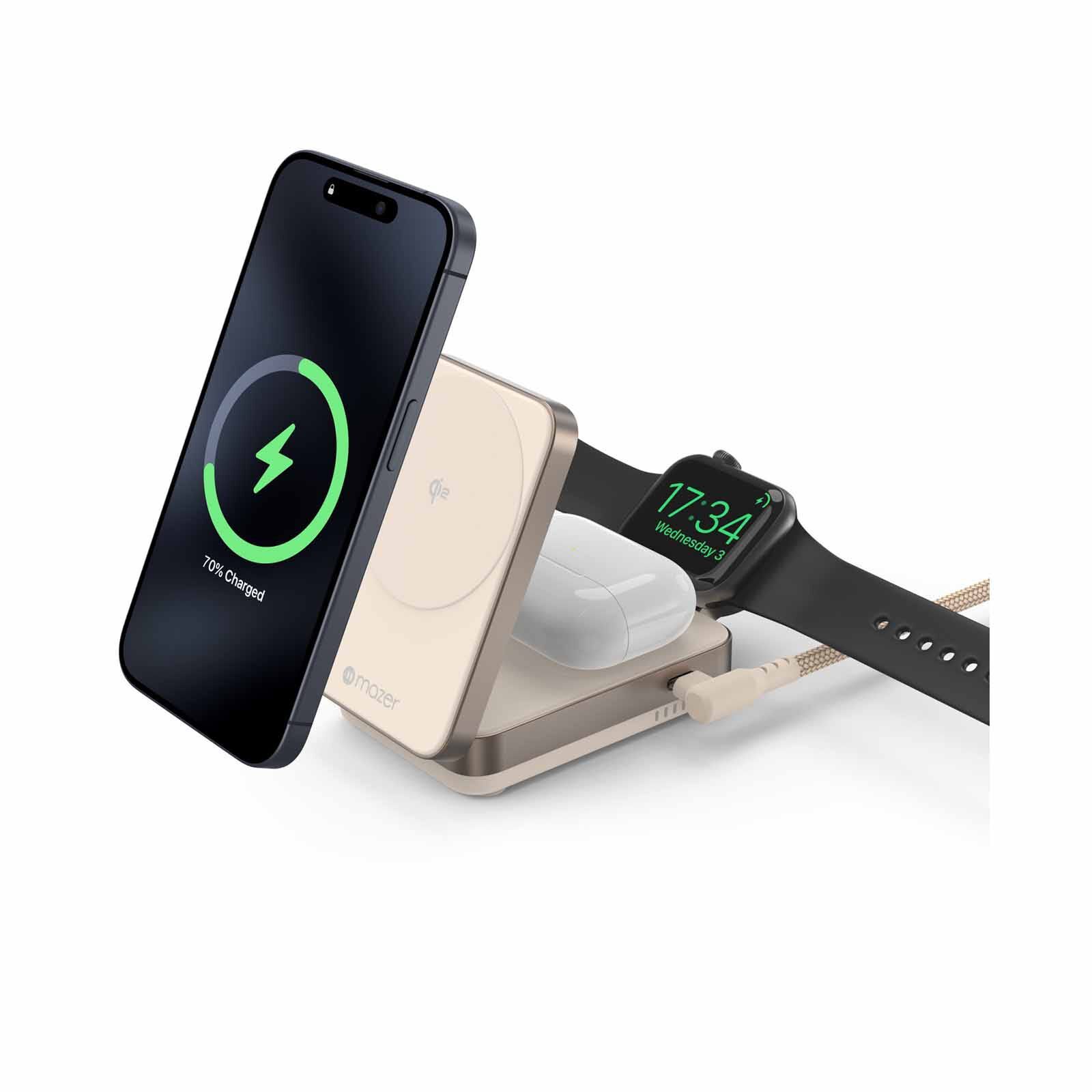 MAZER Qi2 Certified 25w Foldable 3in1 Wireless Charger-desert Titanium M-QI2-MAGFOLD05-DT-image 2