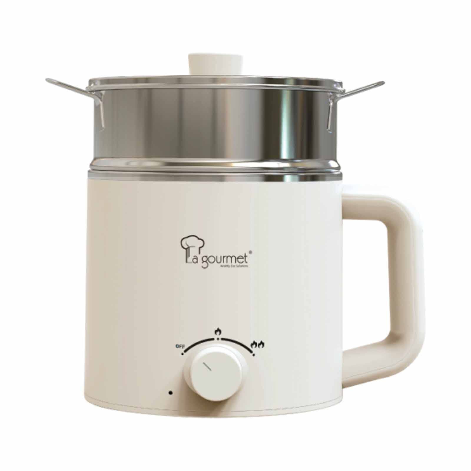 LA GOURMET Ray Of Hope 1.6l Multi Cooker With Stainless Steel Steamer - White LGELROH432698-image null