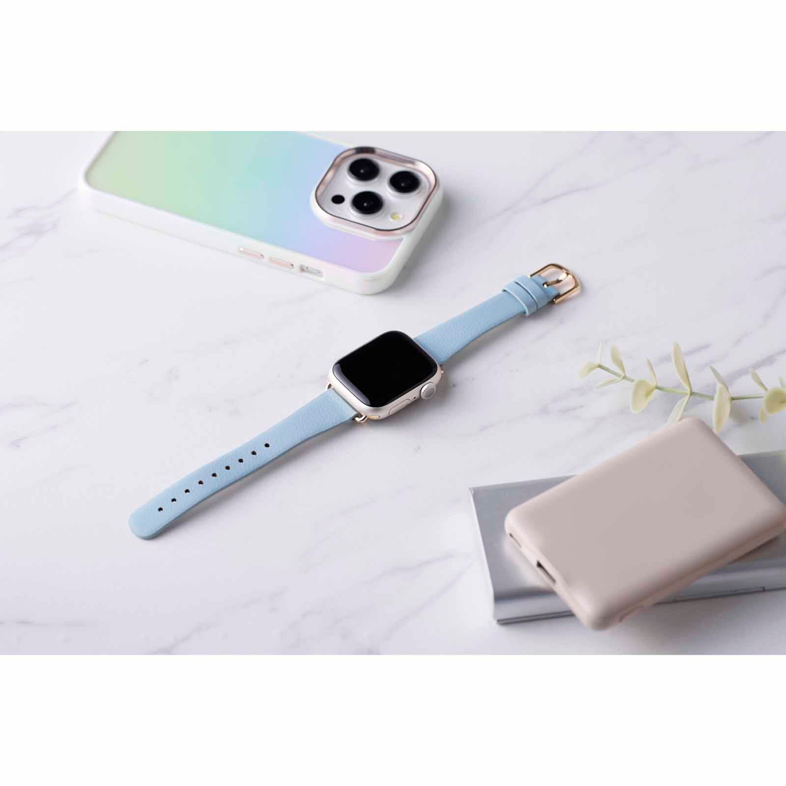 ELECOM Slim Soft Leather Apple Watch Band 41/40/38mm (blue) AW-41BDLJBU-image 6