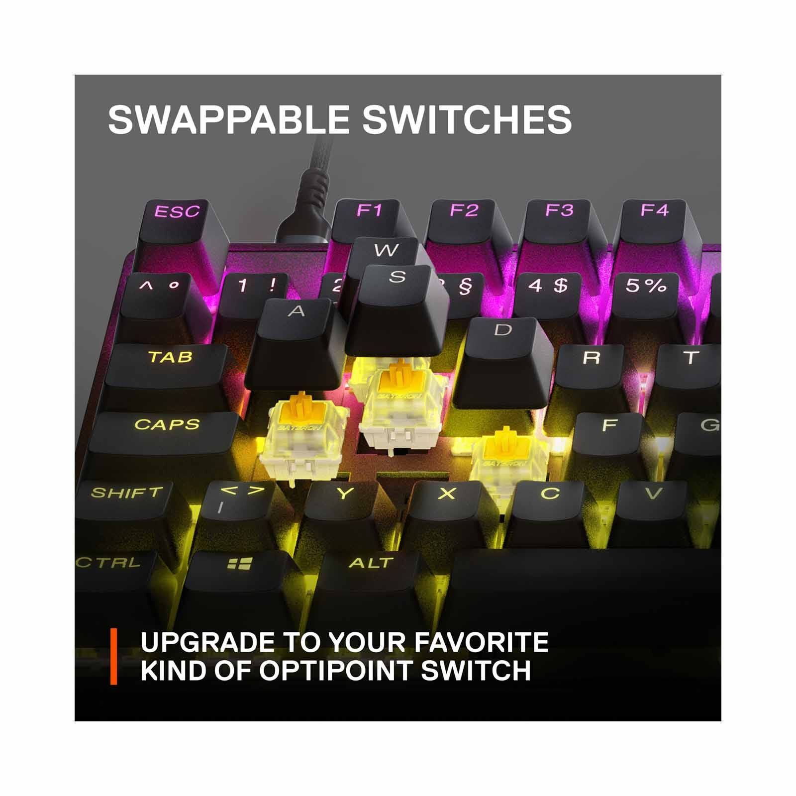 STEELSERIE Us Gaming Wired Keyboard, Custom-built Optipoint Optical Switches For Faster Actuation And Zero Debo APEX 9 TKL-image 4