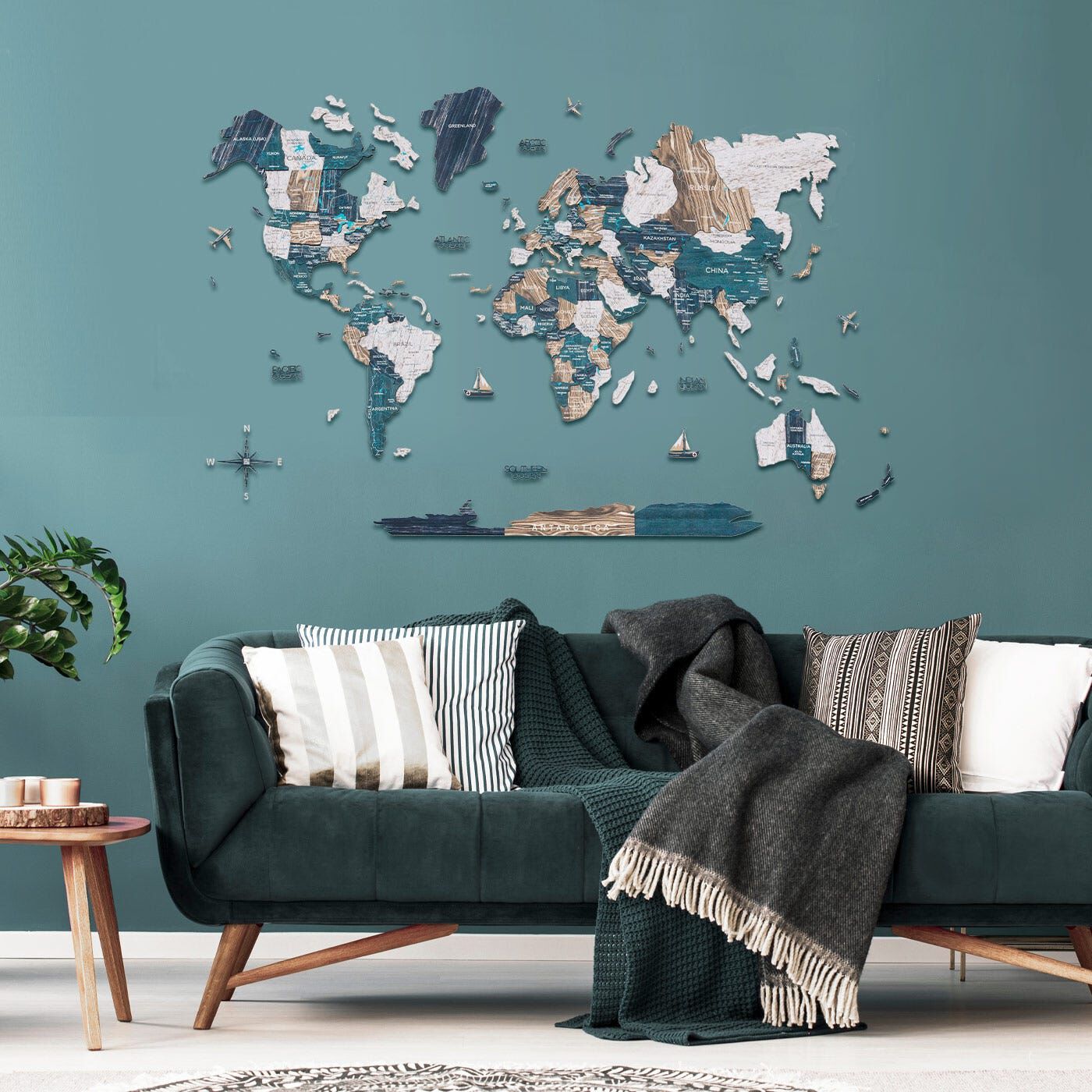 2d Wooden World Map Mystery S ENJOY THE WOOD-image 2