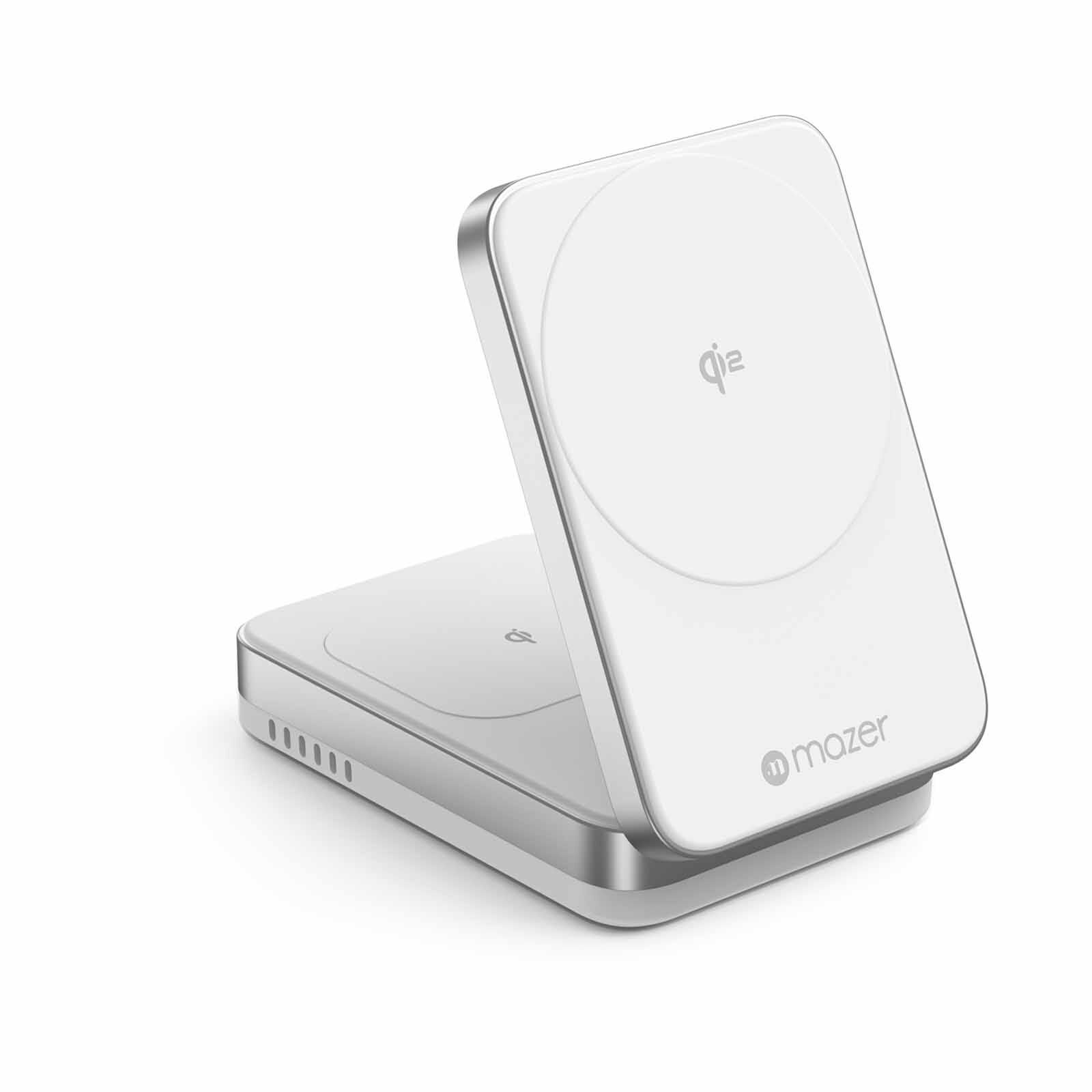 MAZER Qi2 Certified 32w Wireless Foldable 2in1+usb-c Pd12w Output Charger - White M-QI2-MAGFOLD02-WH-image 3