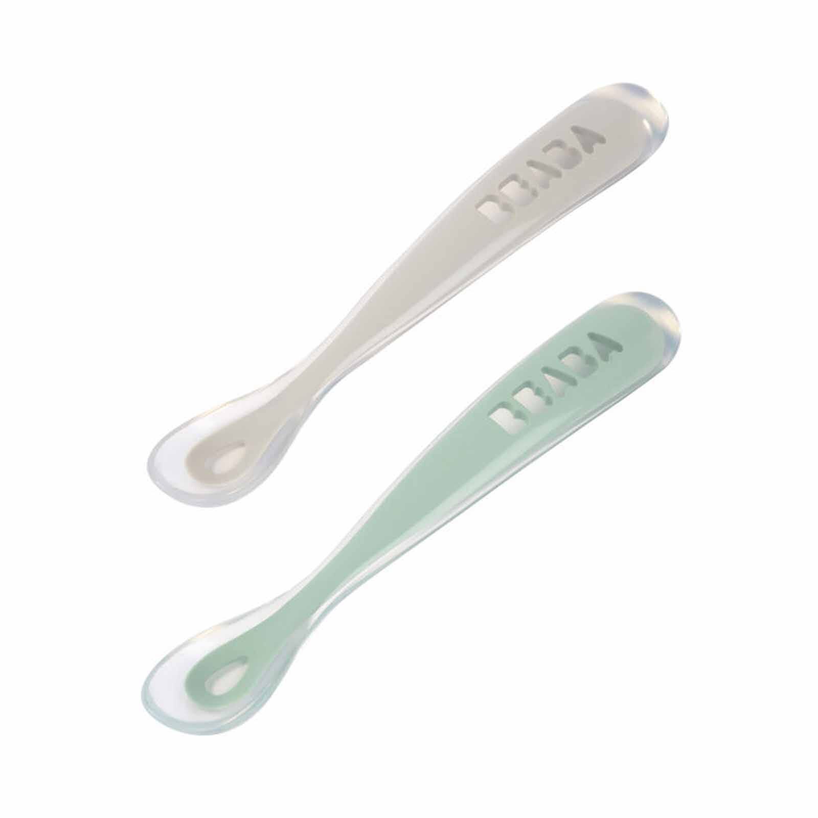BEABA Silicone Spoon & Case 2 Pack - Velvet Grey/ Sage Green (online) 1ST STAGE-image 1