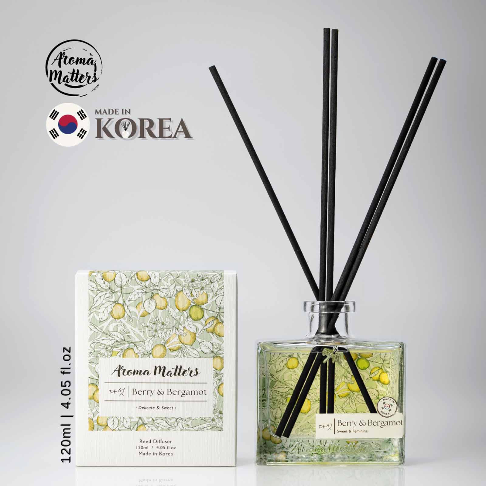 AROMA MATT Berry & Bergamot Reed Diffuser 4.05 Fl.oz (120ml) BOTTLE120-BERRY BERGAMOT-image 1