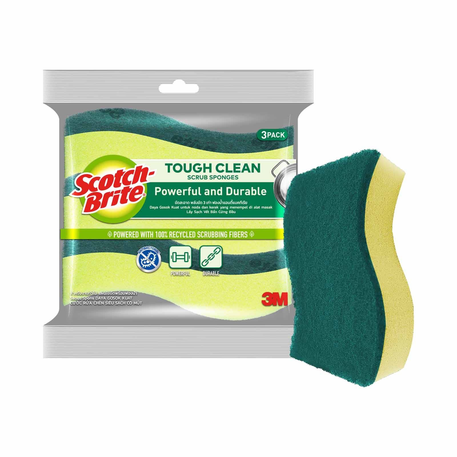 3M SCOTCHB S/b 2in1 Anti-bac Scrub Sponge 3pc 213-image 1
