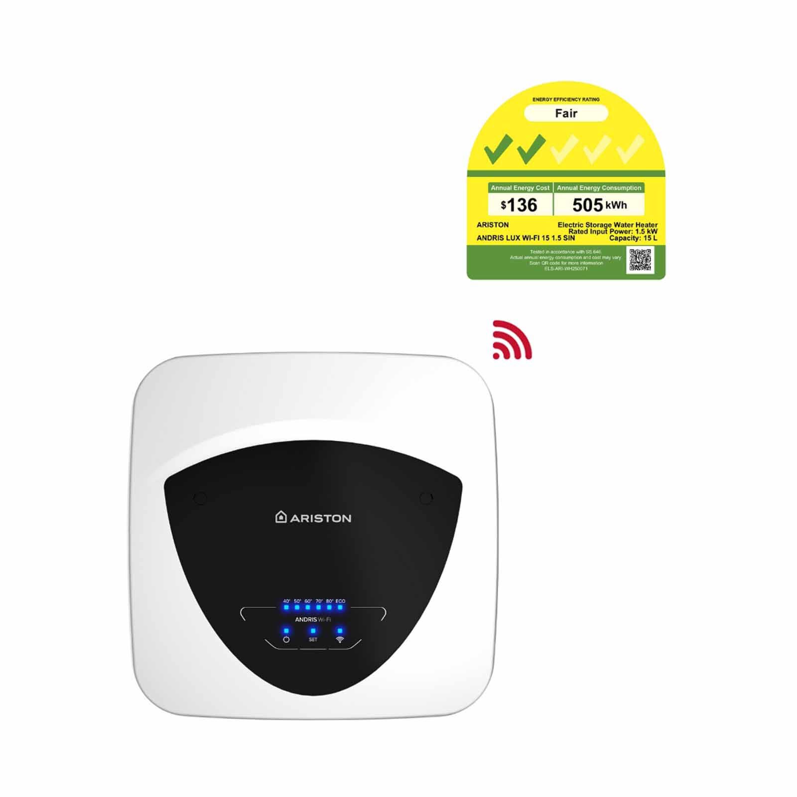 ARISTON 15l Wifi Storage Water Heater ANDRIS LUX WI-FI 15 1.5 SIN-image 1