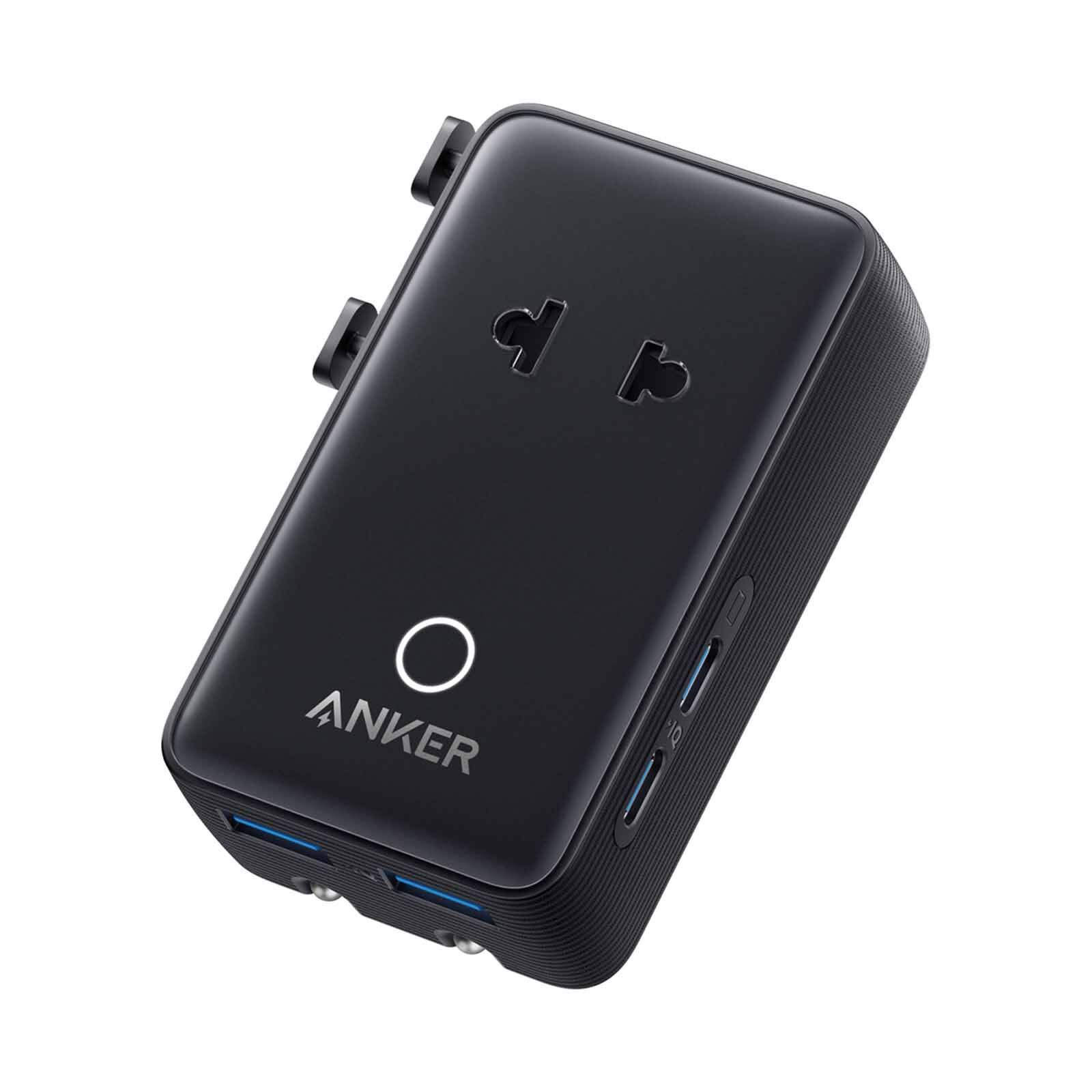 ANKER Nano 5-in-1 Travel Adapter 20w 2c+2a Travel Charger A9215 - Black A9215H11