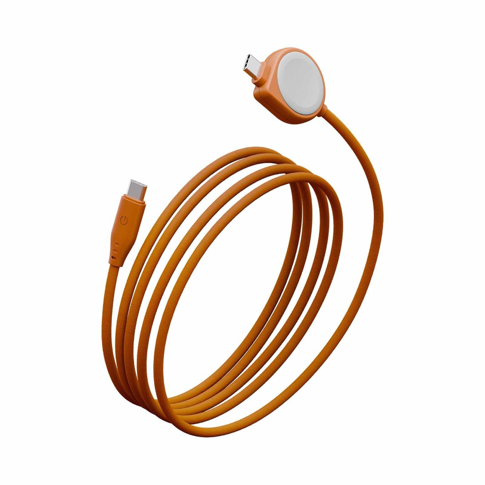 ENERGEA Flow Duo Watch, 2-in-1 C To C + Watch Cable, 480mbps, 60w, 1.5m -orange CBL-FLDWATCH-ORG