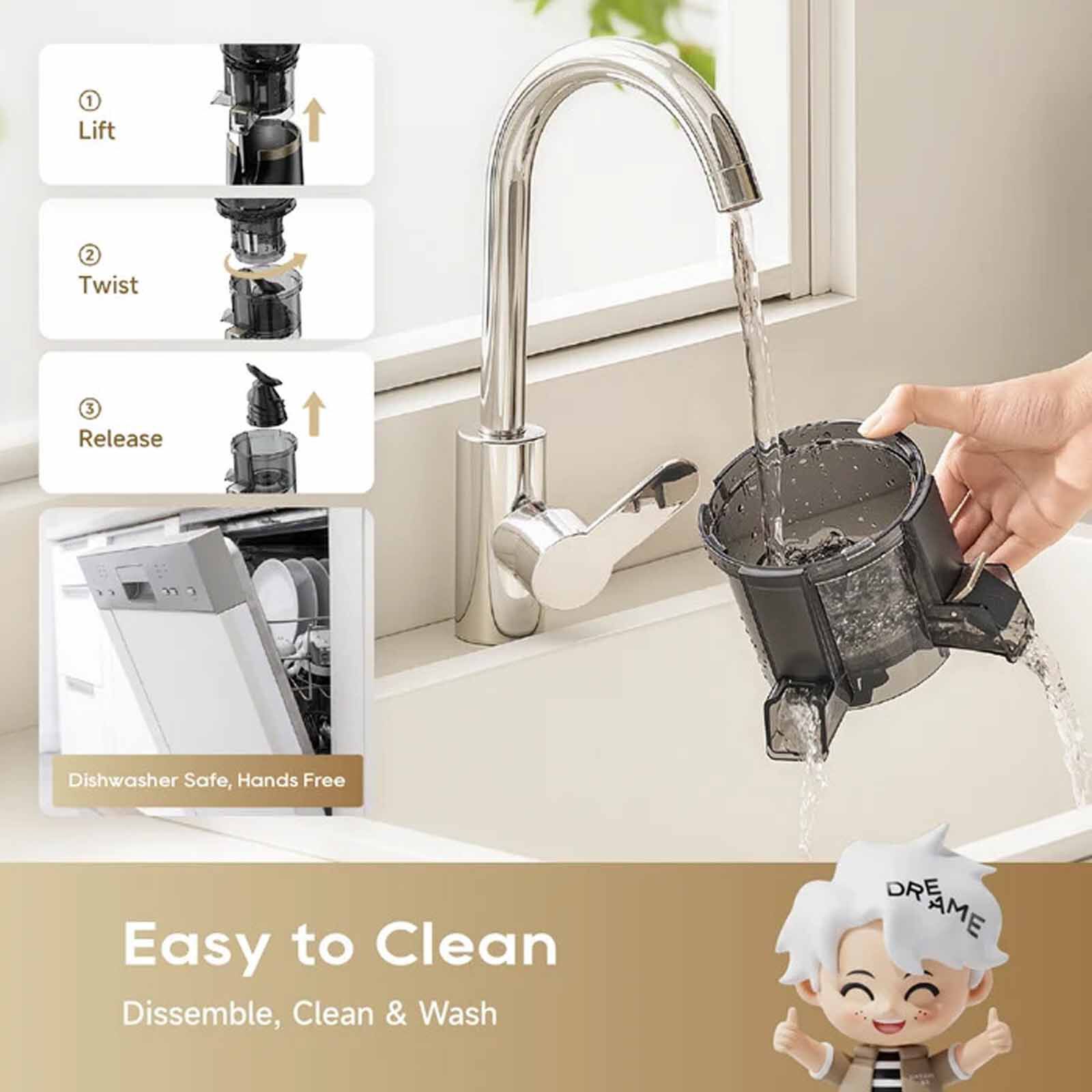 DREAME Sj30 Flownutri Tilt Slow Juicer DM-SJ30-BK-image 7