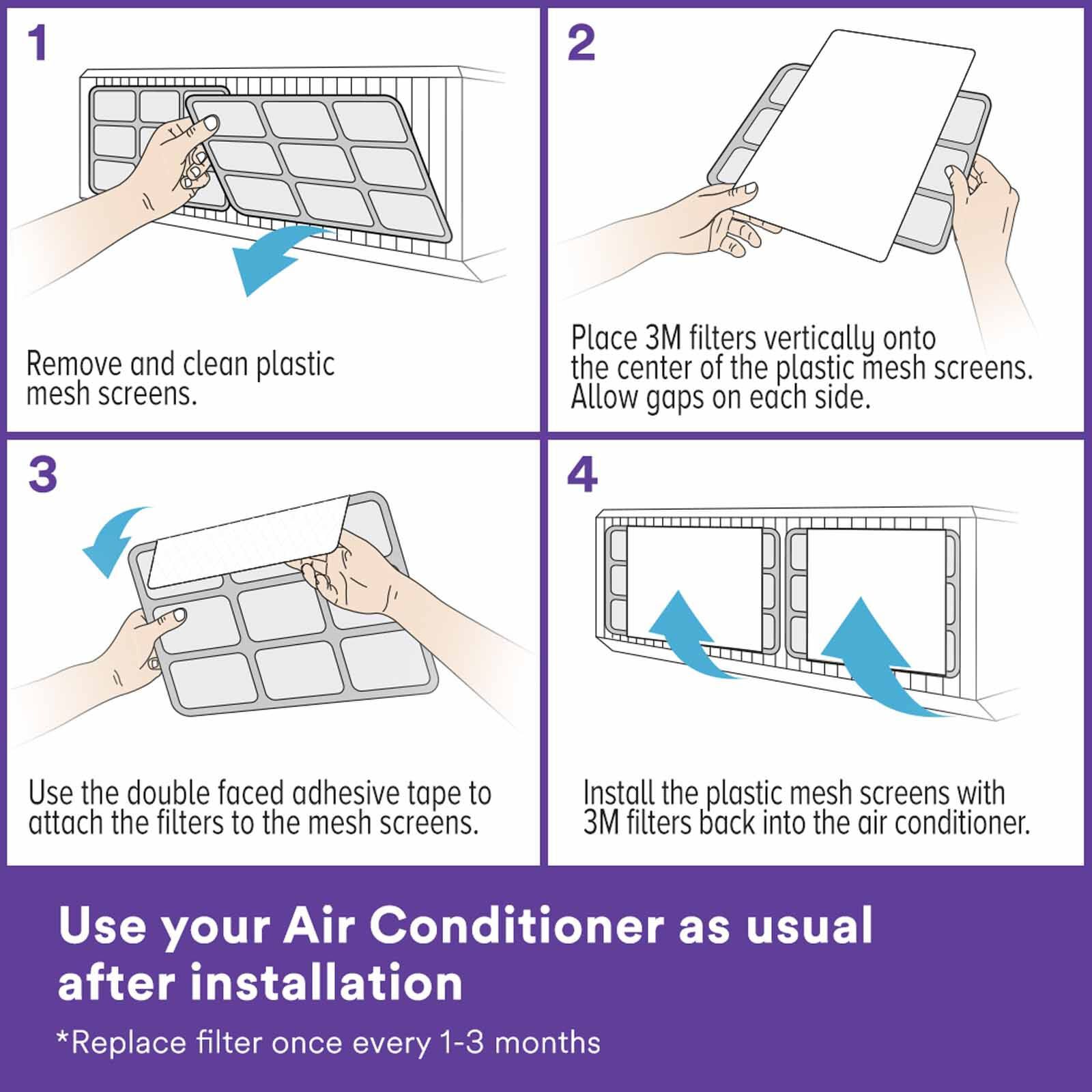 3M Aircon Filter 4pcs 22x34cm For Dust Allergen & Bacteria 9809-CEN-image 10