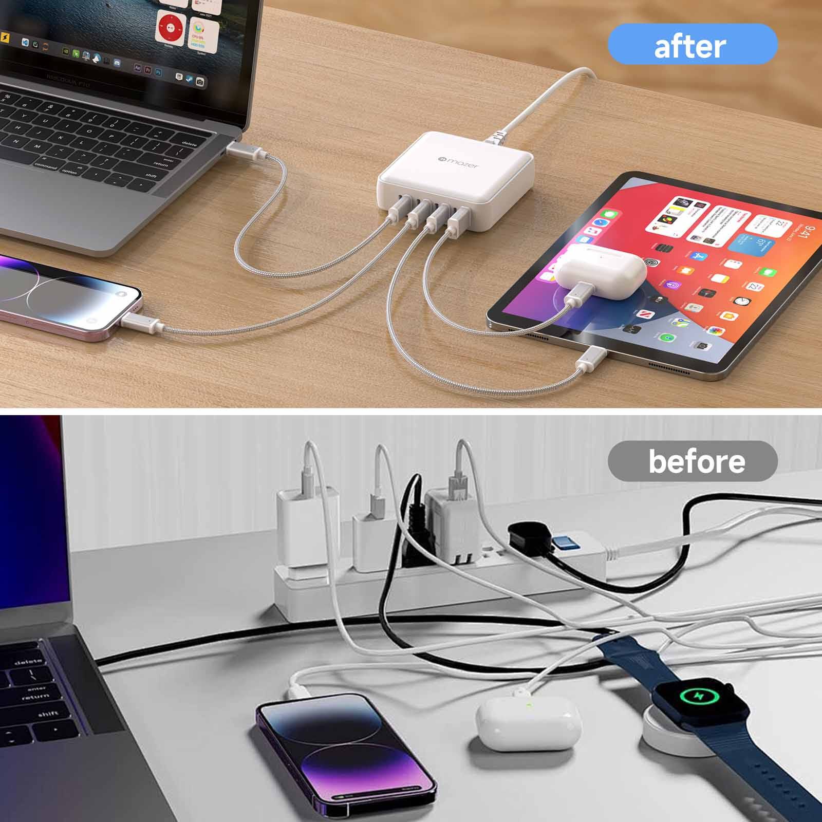 MAZER Ganprestige Uk Pd170w 8ports (7c1a) Desktop Charger With 1.5m Power Cable-white M-D170W-V5-WH-image 9