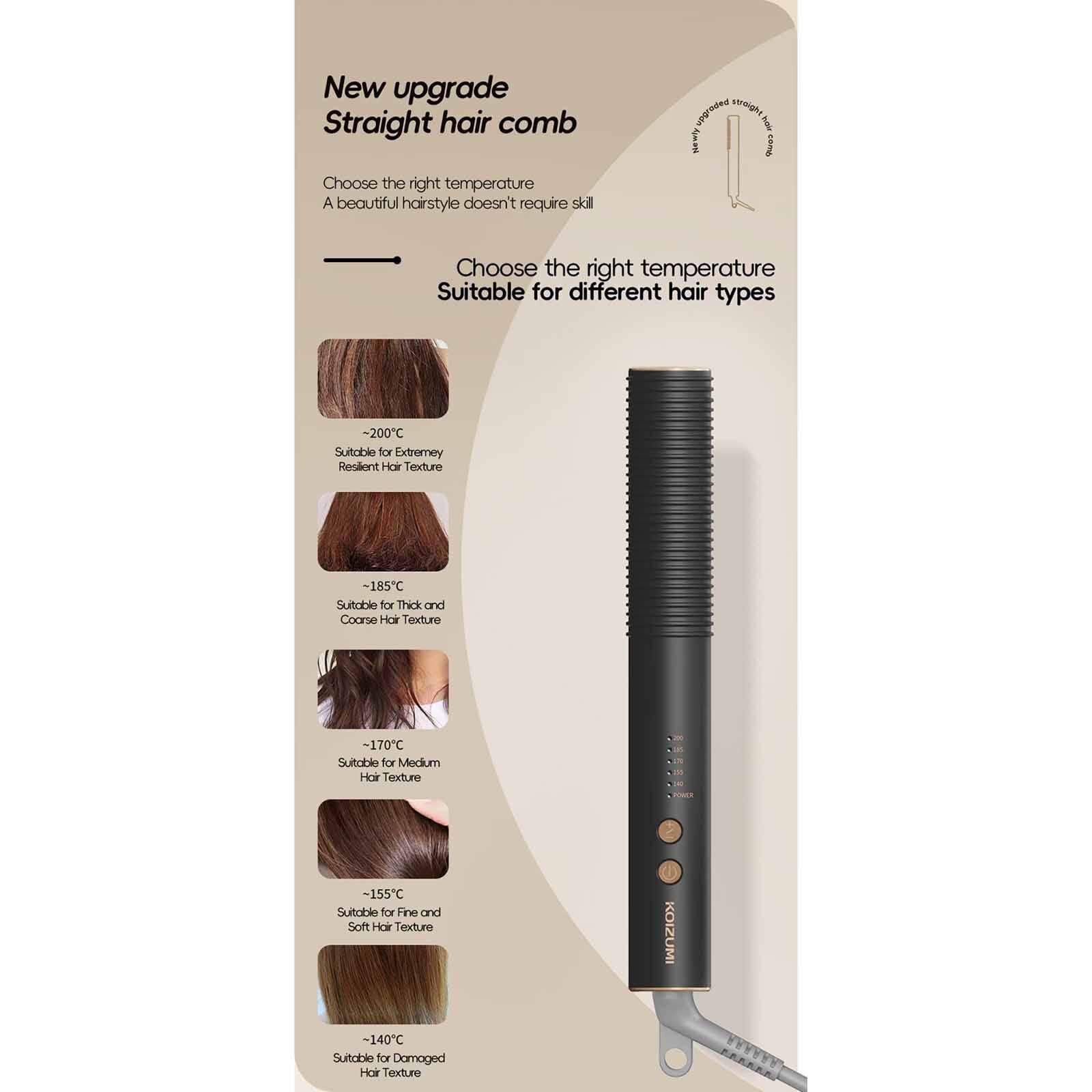 KOIZUMI Silk Straight Hot Iron Comb - Black KHR-G650/KD-image 6