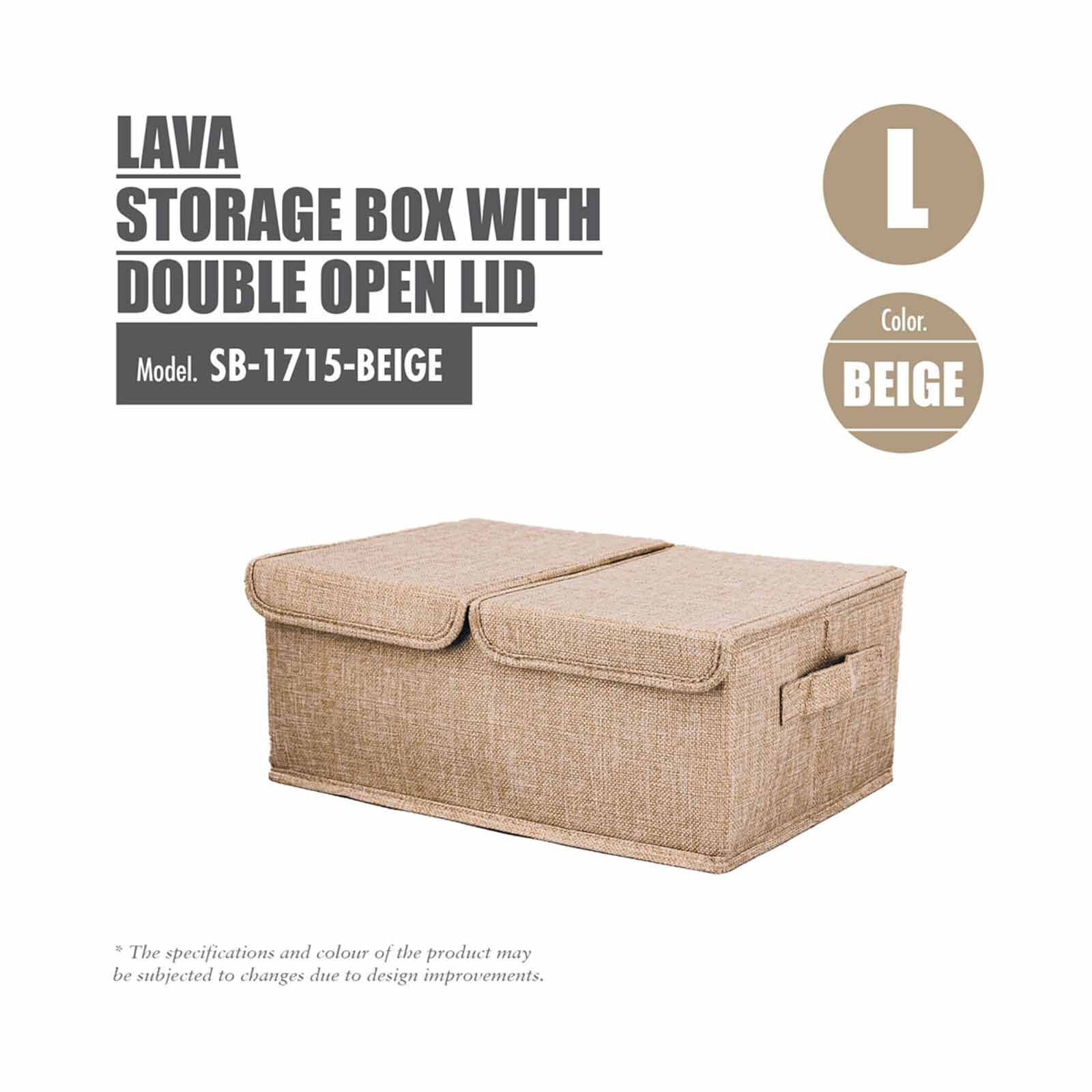 LAVA Storage Box With Double Open Lid (l) - Beige SB-1715-BEIGE-image 1