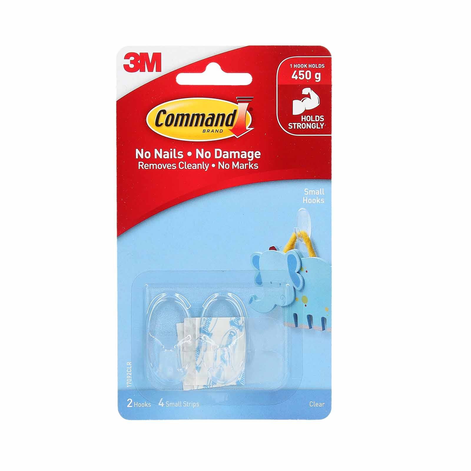 3M COMMAND Small Hooks 2hooks 4strips 17092CLR-image 1