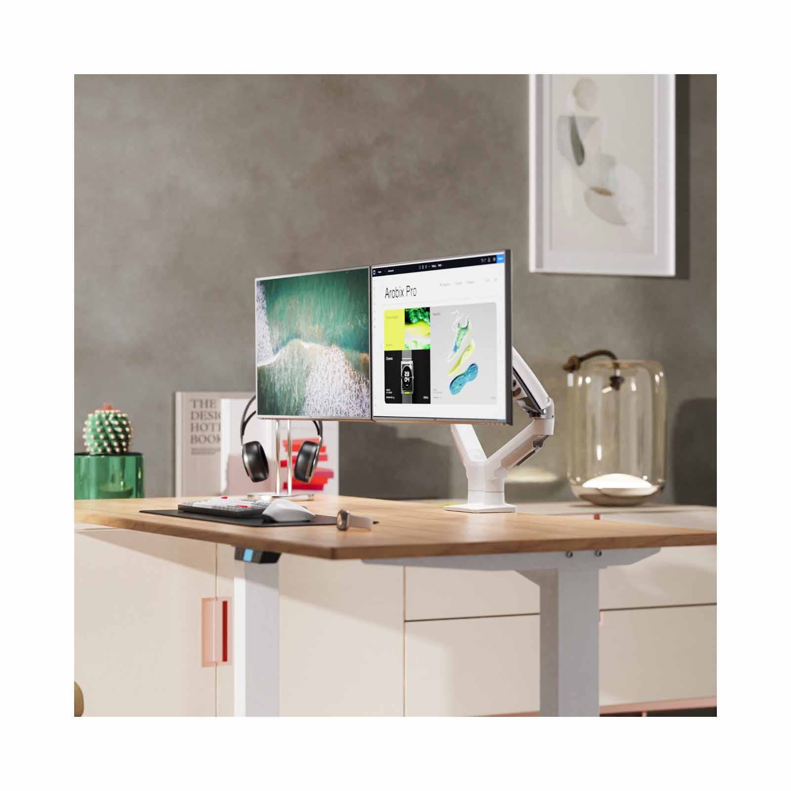 NORTHBAYOU Monitor Arm Fits 17-27in, Hold 2-9kg Vesa 75x75 / 100x100 F160 WHITE-image 5