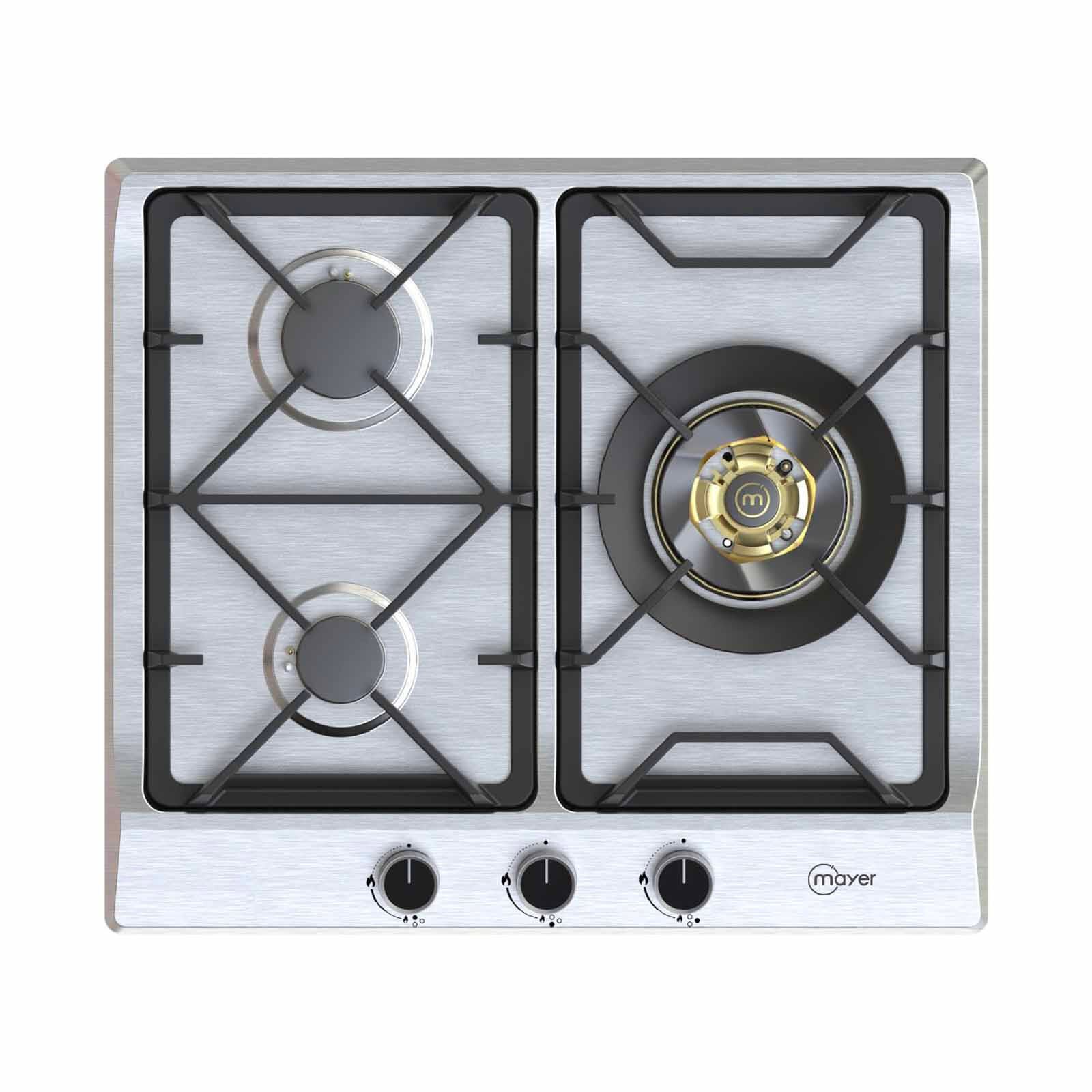 MAYER 60cm 3 Burner Gas Hob - Stainless Steel (lpg/pub) (exclude Installation) MMSS360HI-image 1
