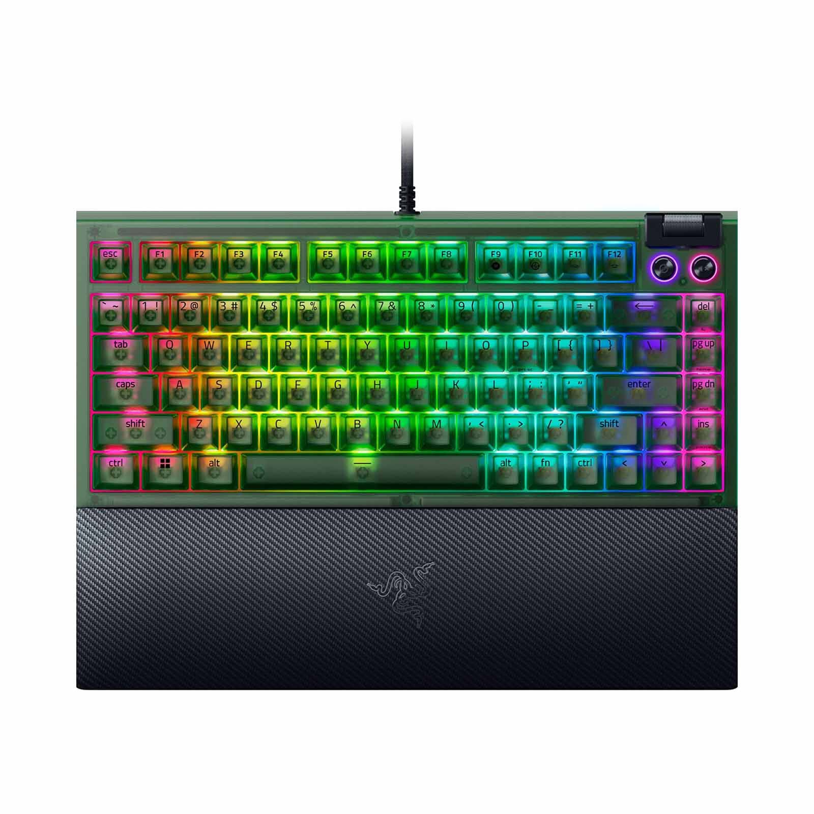 RAZER Blackwidow V4 75% - Hot-swappable Mechanical Gaming Keyboard - Phantom Green Edition - Us Layout - RZ03-05003300-R3M1