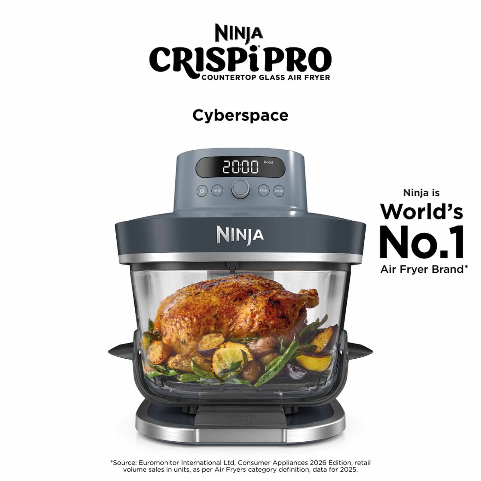 NINJA Crispi Pro Countertop Glass Air Fryer - Cyberspace AS101SMBL-image 1