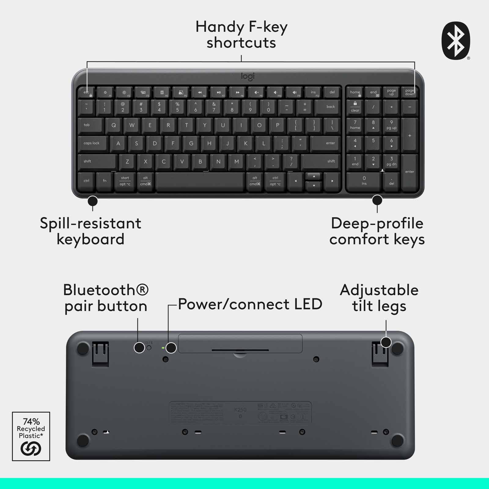 LOGITECH Mk250 Wireless Bt Combo Graphite 920-013559-image 4