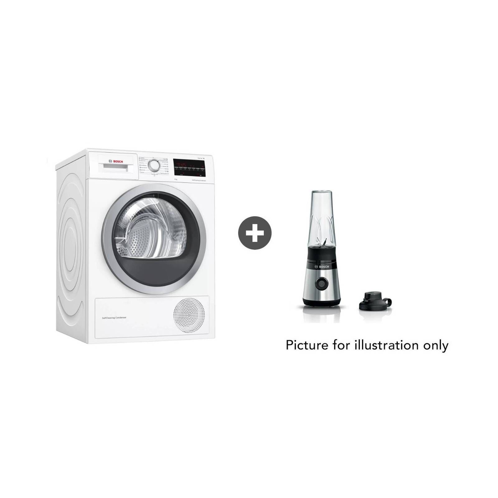 BOSCH Bundle Heat Pump Dryer (9kg) + Liquidiser WTW85400SG+MMB2111M-image null