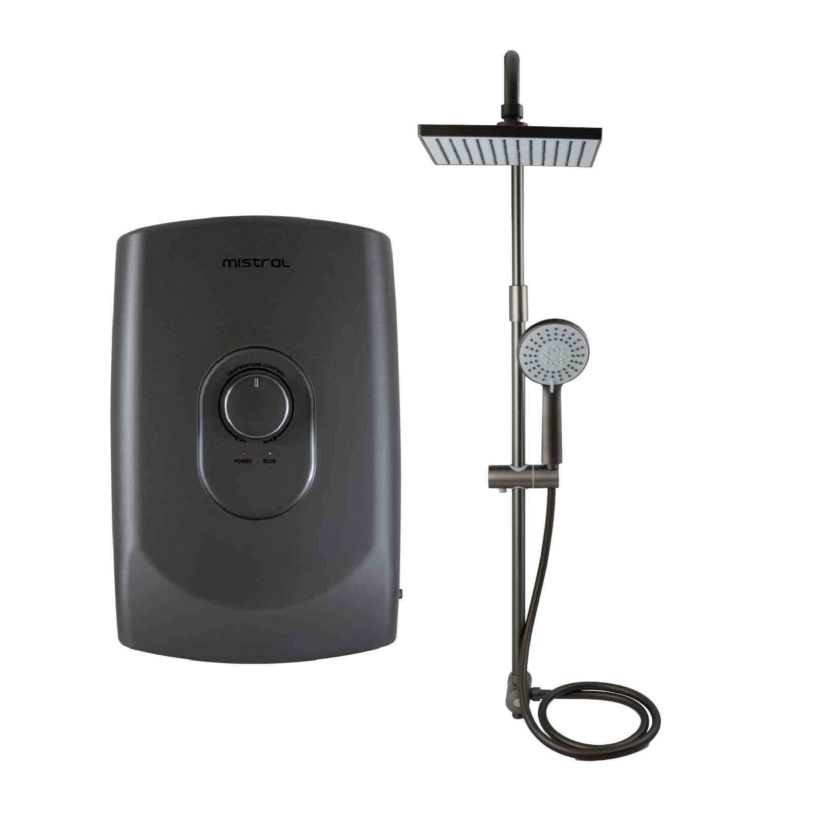 MISTRAL Shower Water Heater With Dc Pump - Gun Metal MSH99-GM-image 1