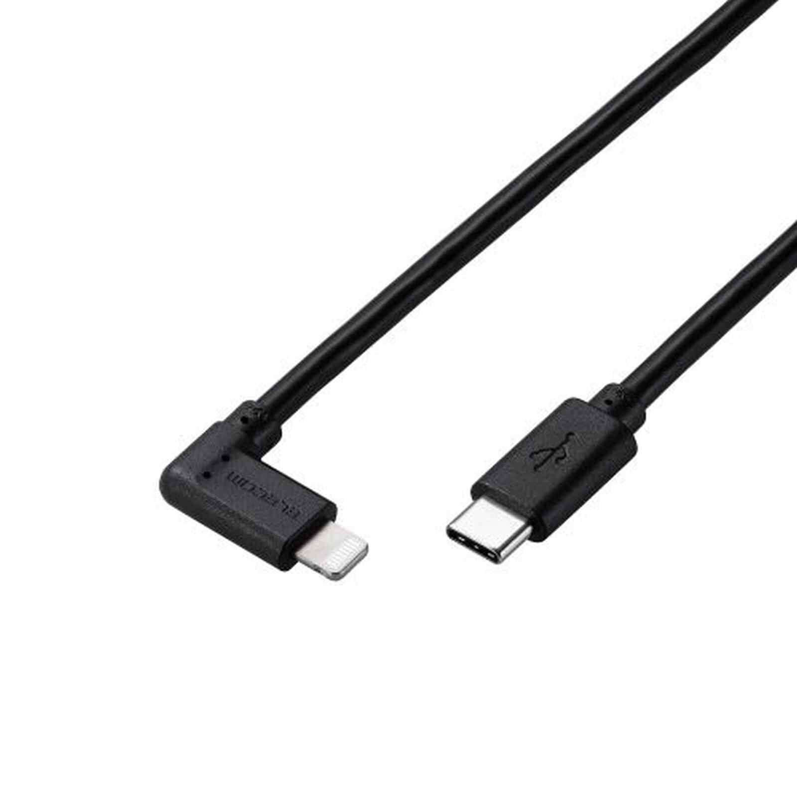 ELECOM Type C-lightning Cable Pd 1.2m L Shaped Anti Bacterial Black MPA-CLL12BK-image 1