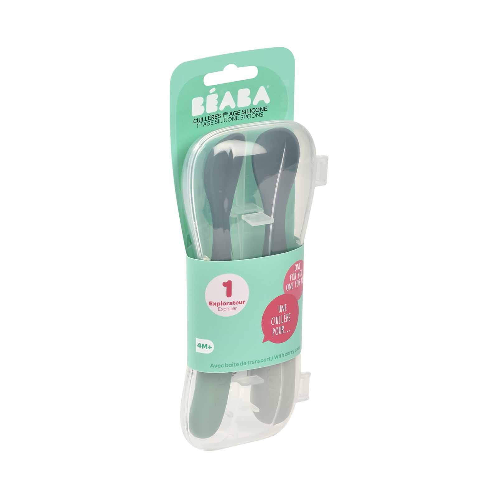 BEABA Silicone Spoons Two-tone Travel Set With Case - Mineral/sage Green (online) 1ST STAGE-image 6