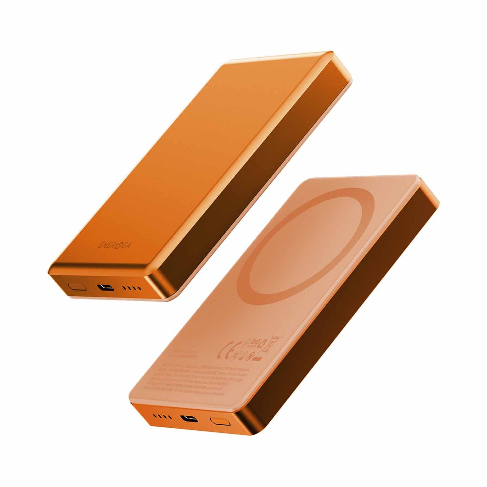 ENERGEA Alupac 10k 3c, 10000mah Ultra Light Aluminium Magsafe Compatible Powerbank - Orange AP-10KQH-ORG-3C-image 1