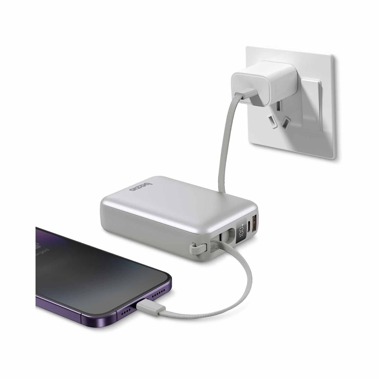 BAZIC Gopower Fusion Mini 20k, 3in1 20000mah Powerbank With Built-in Usb-c And Lightning Cable - Pebble FUS-MINI20K-PEB-image 3