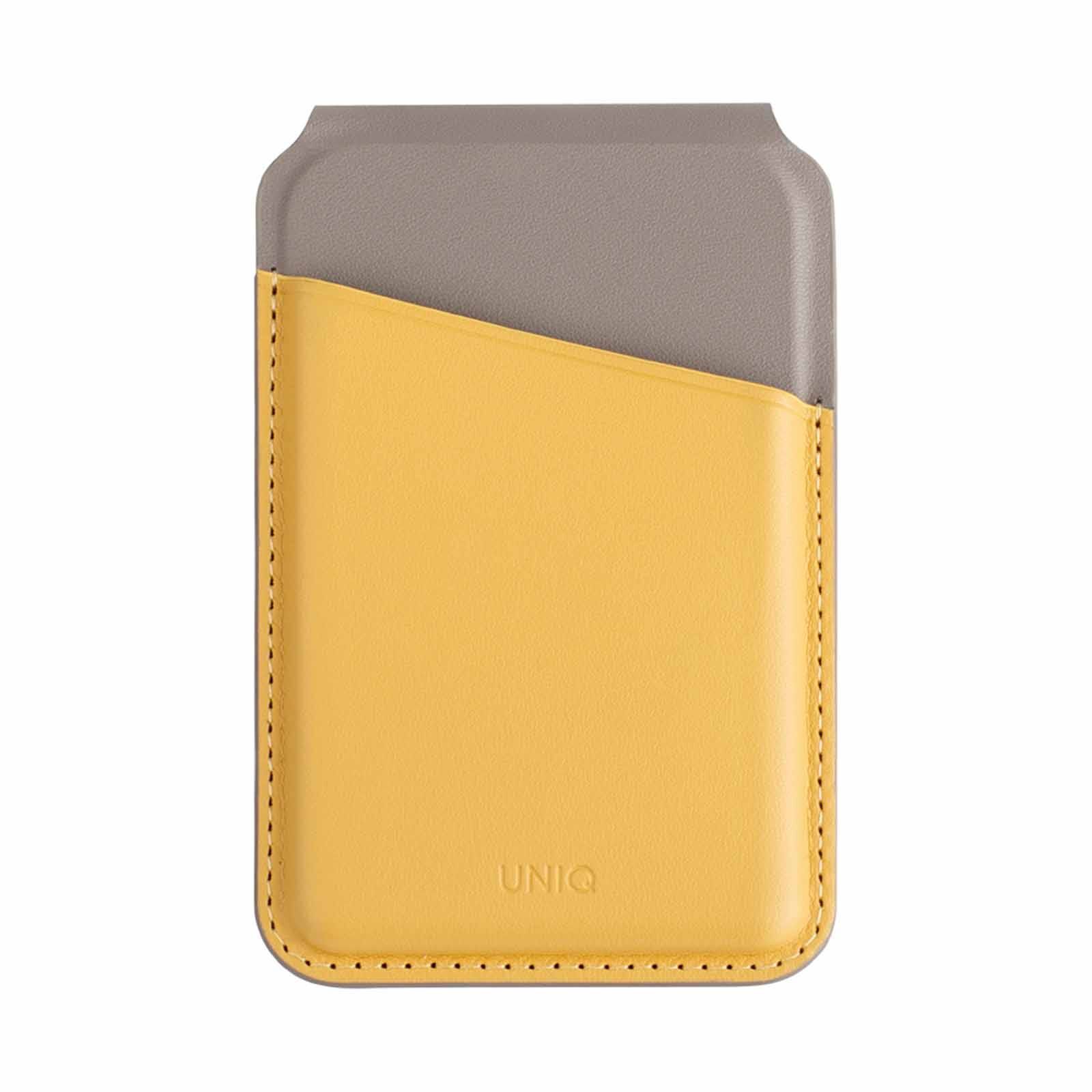 UNIQ Lyden Ds Rfid-blocking Magnetic Card Holder With Stand - Canary (canary Yellow/flint Grey) UNIQ-LYDENDS-CYELFGRY-image null