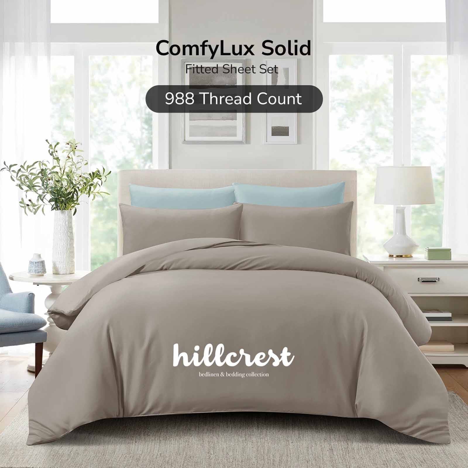 HILLCREST Hillcrest I Comfylux Solid 988tc I Pale Olive Brown I King Fitted Sheet ( Oe ) 6839 I K I FS I PALE OLIVE BROWN-image 1