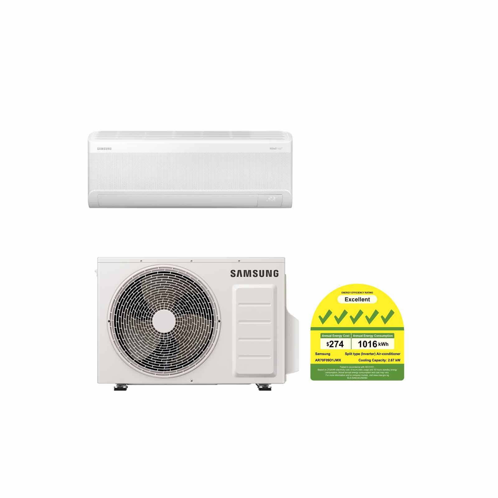SAMSUNG Samsung Windfree Single Split Aircon -9k AR70F09D1JWNSP/AR70F09D1JWXSP