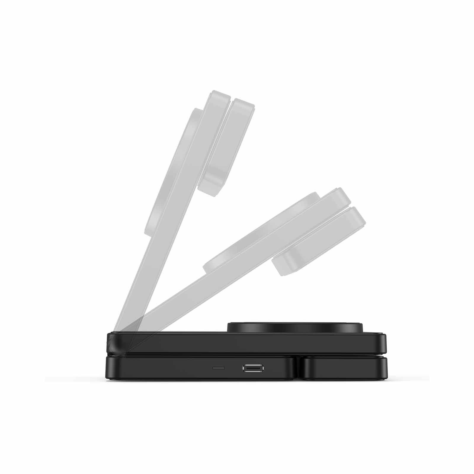 MAZER Qi2.2 25w Foldable 3in1 Total 35w Wireless Charging Stand-black M-MAGFOLD07-BK-image 3