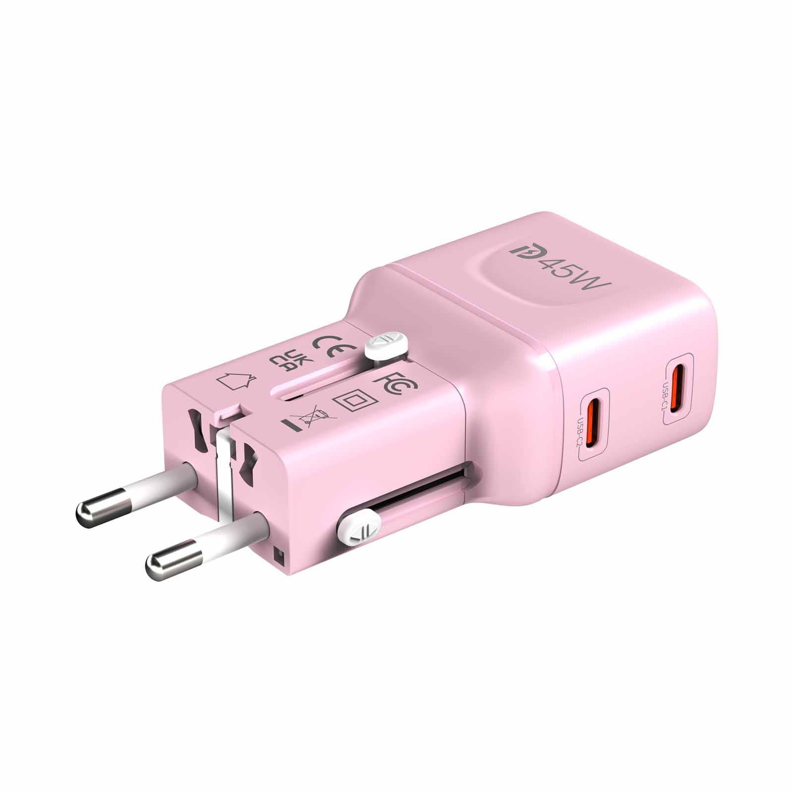 MAZER Infinitetravel Pocket Gan Pd45w 2c Travel Charger-pink M-IFTRAVEL545-PK-image 3