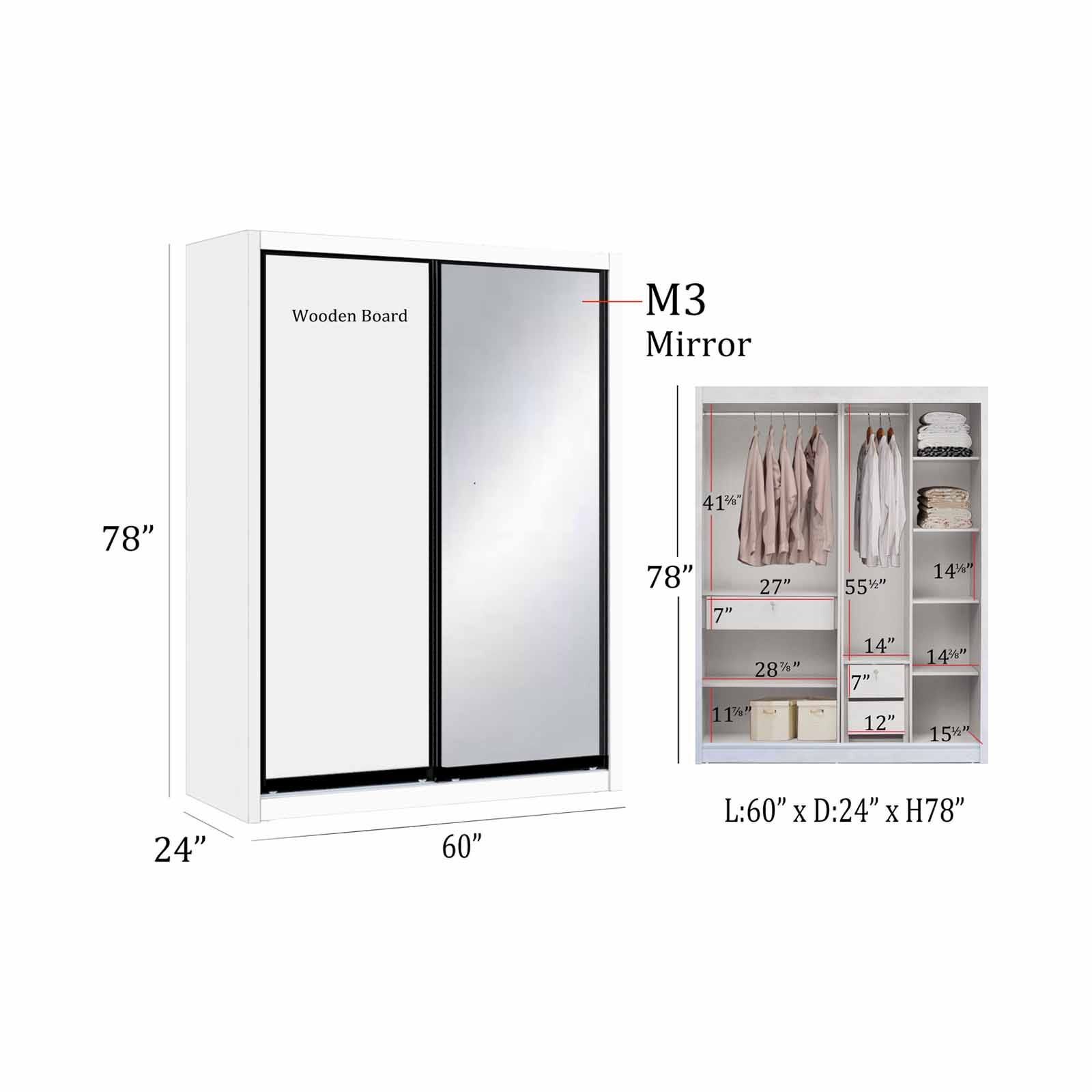 SMARTBOX 2 Door Sliding Wardrobe (white-56) DUBLIN-image 2