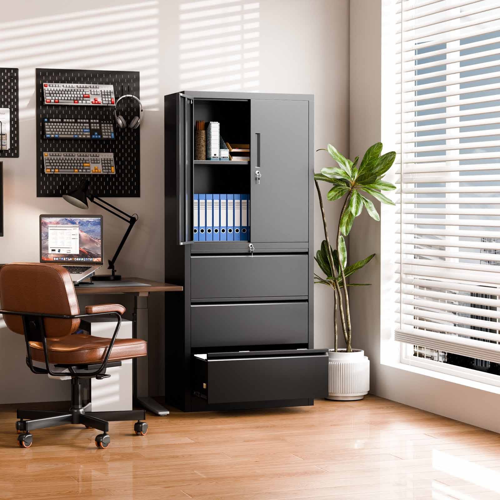 STEELCRAFT Filex Tall Storage Cabinet 2 Doors + 3 Drawers76 X 38 X 178 H Cm FILEX-image 3