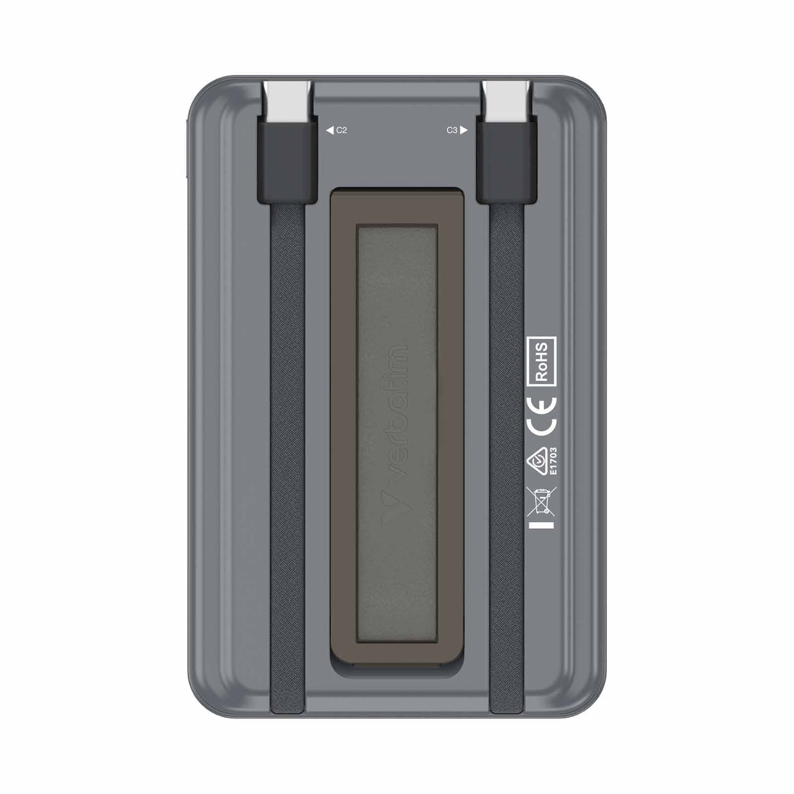 VERBATIM Powerbank Magnetic Wireless Charge 10000mah 2 X C Stand Grey VM32254-image 2