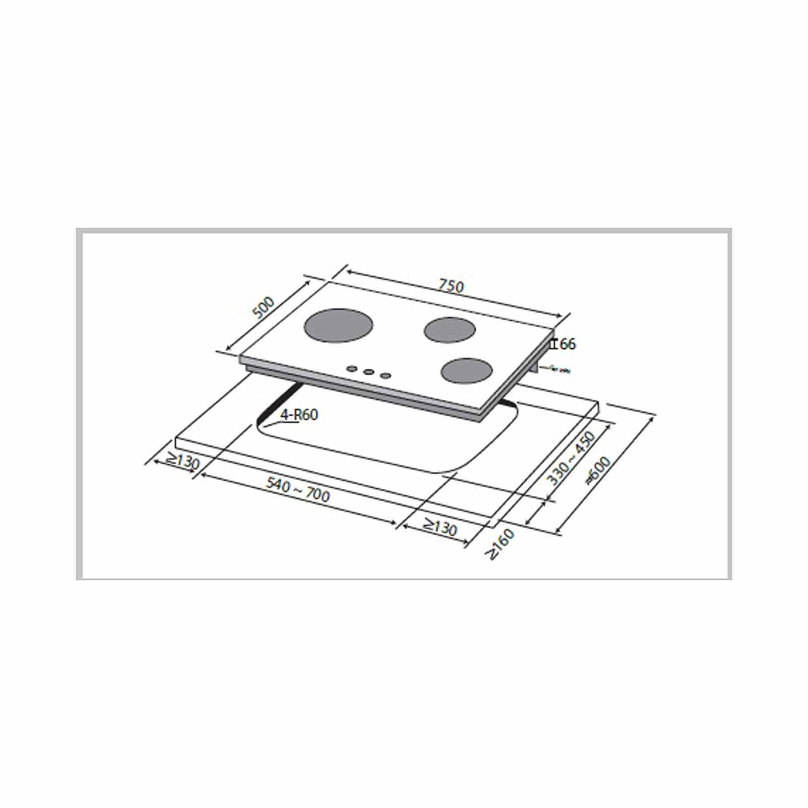 MAYER 75cm 3 Burner Gas Hob (pub/lpg) - Stainless Steel MMSS7503HI-image 2