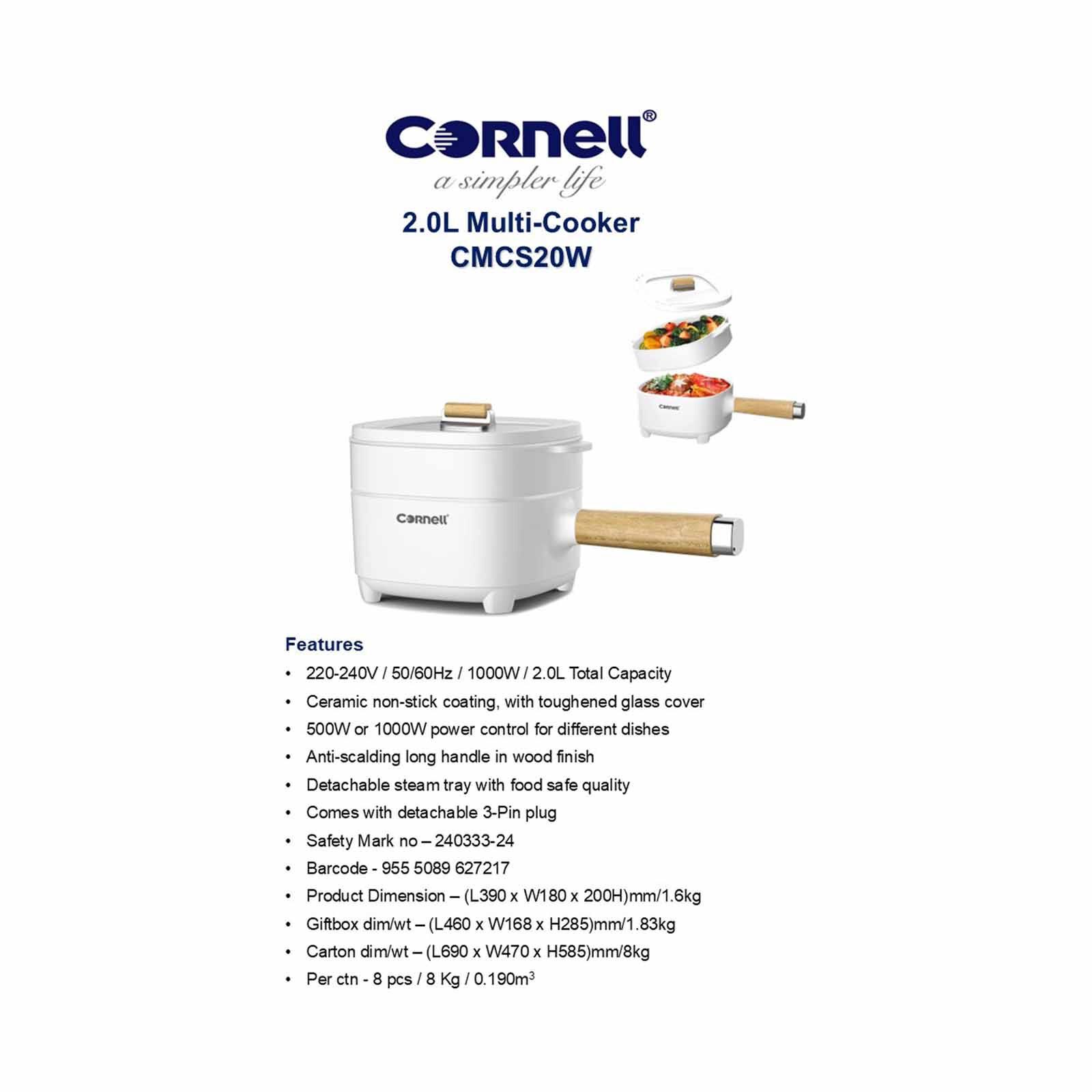 CORNELL Mini Multi-cooker Kettle (2.0l) CMCS20W-image 8