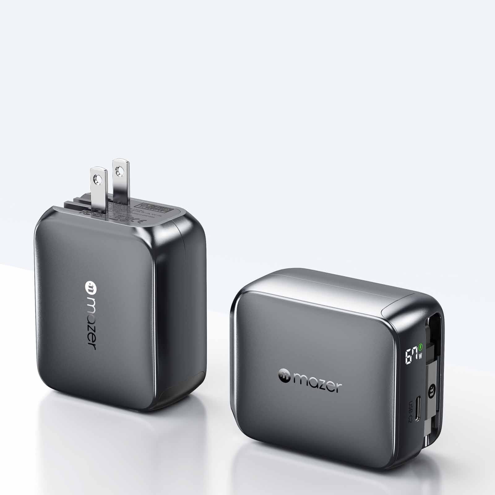 MAZER Prestigegan Pd67w Retracble-c 70cm+1c W Us+uk Travel Charger-blackgrey M-G67W-R6-BG-image 6