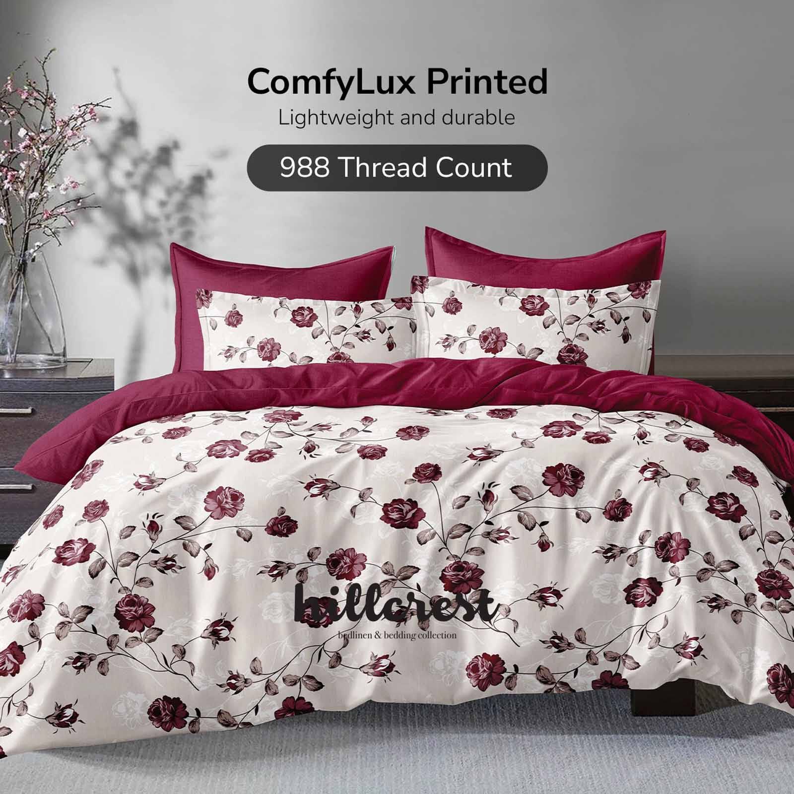 HILLCREST Hillcrest I 988tc Comfylux I Printed I Queen Fitted Sheet Set I Crimson ( Oe ) 7469 - B I Q I FS I CRIMSON-image 1