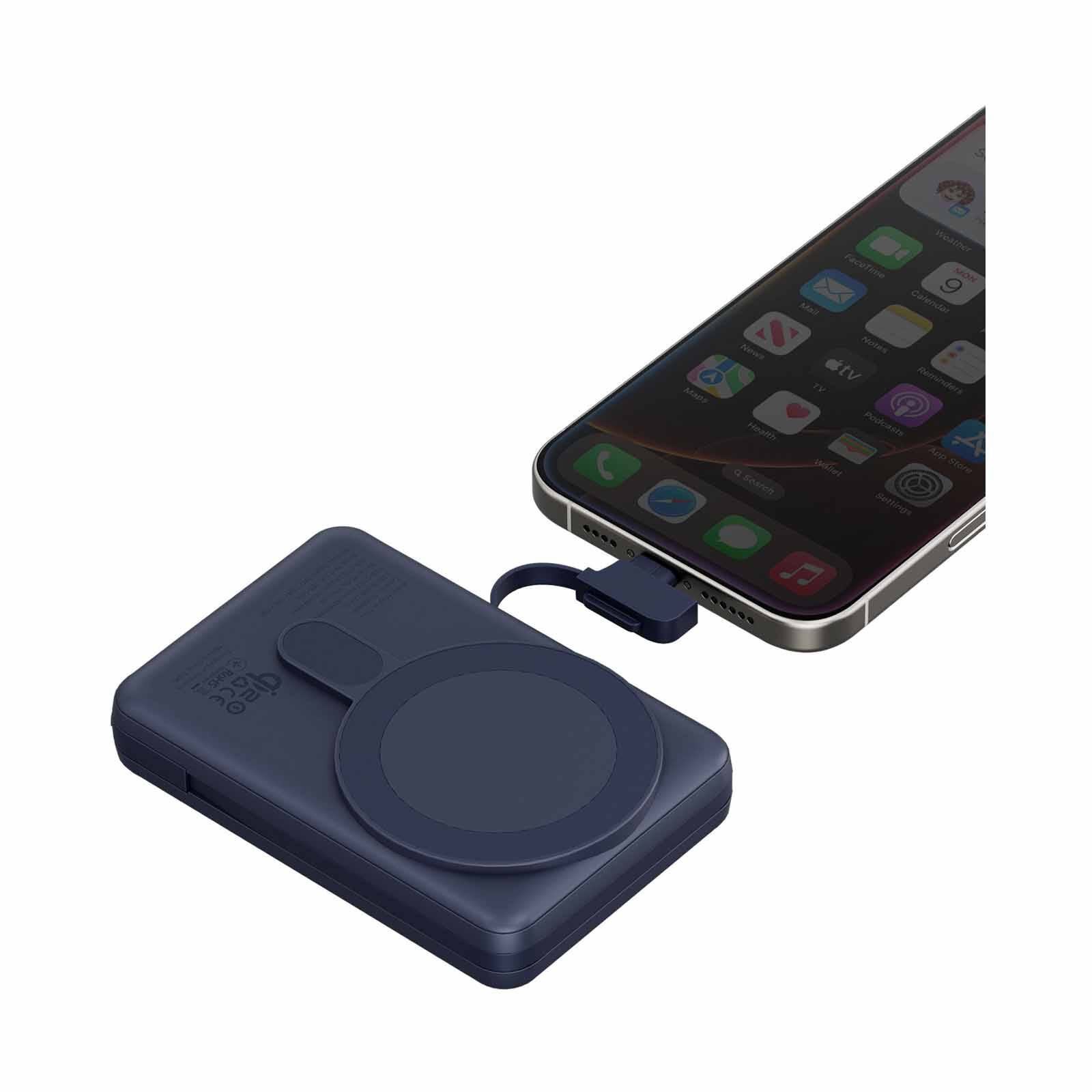 ENERGEA Magpac Pro Plus, 10000mah Magsafe Compatible Qi2 Powerbank With Built-in Cable And Stand - Blue MP-PROPLUS-BLU-image 2