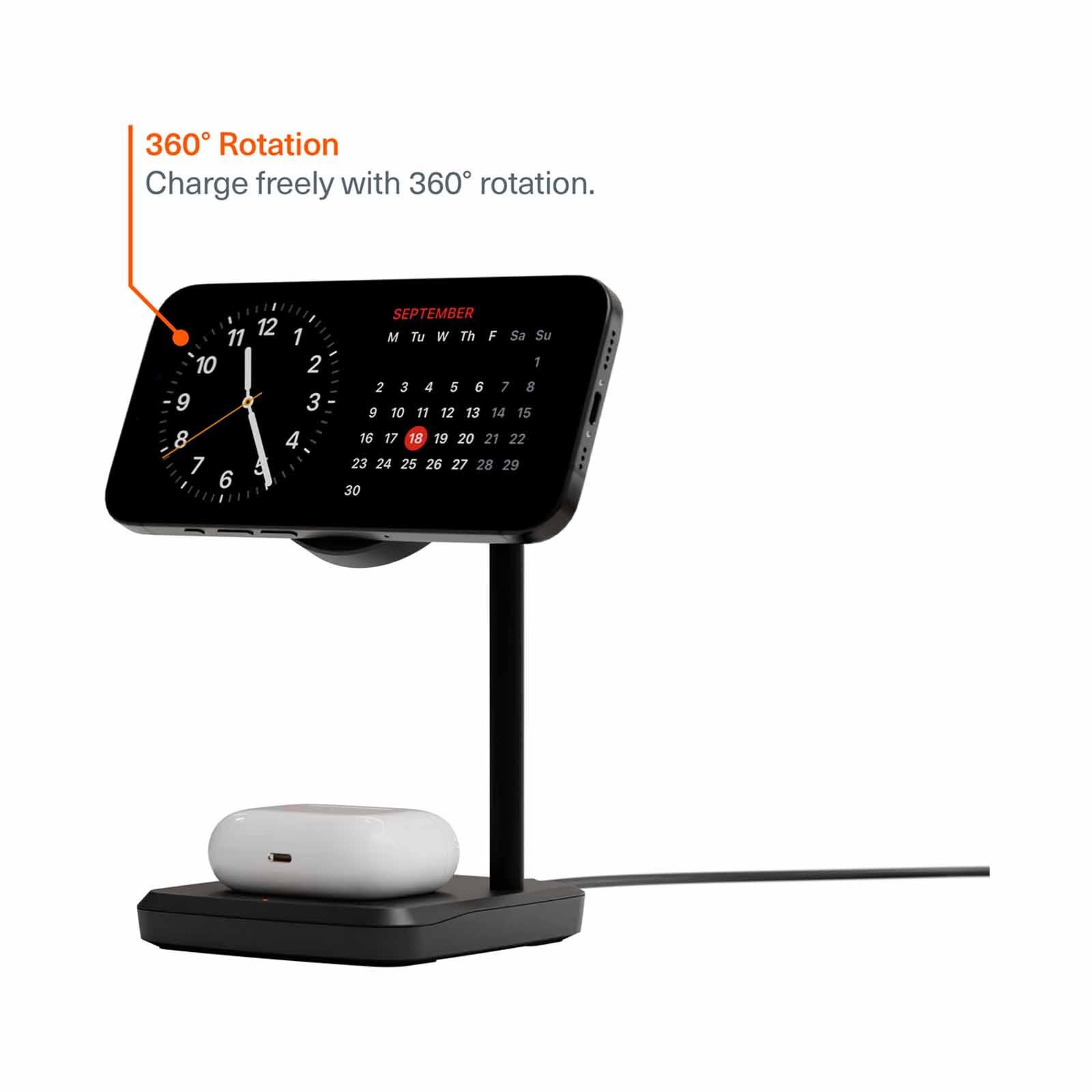 CYGNETT Chargebase 2-in-1 Magnetic Qi2.0 Wireless Charger - Black CY5098BUNCP-image 5