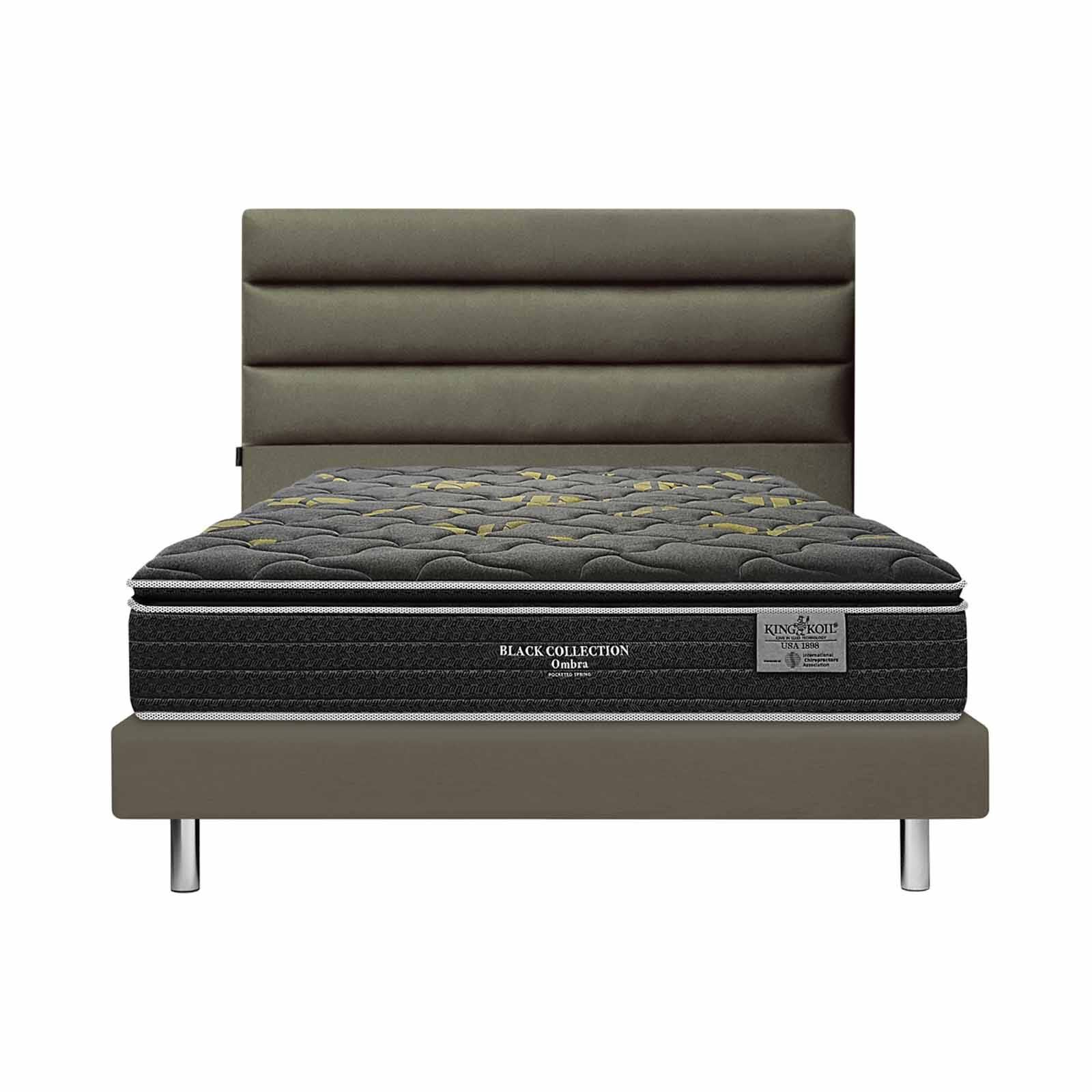 KINGKOIL Single Size Mattress W/bedframe And Headboard BLACK COLLECTION OMBRA-image 1