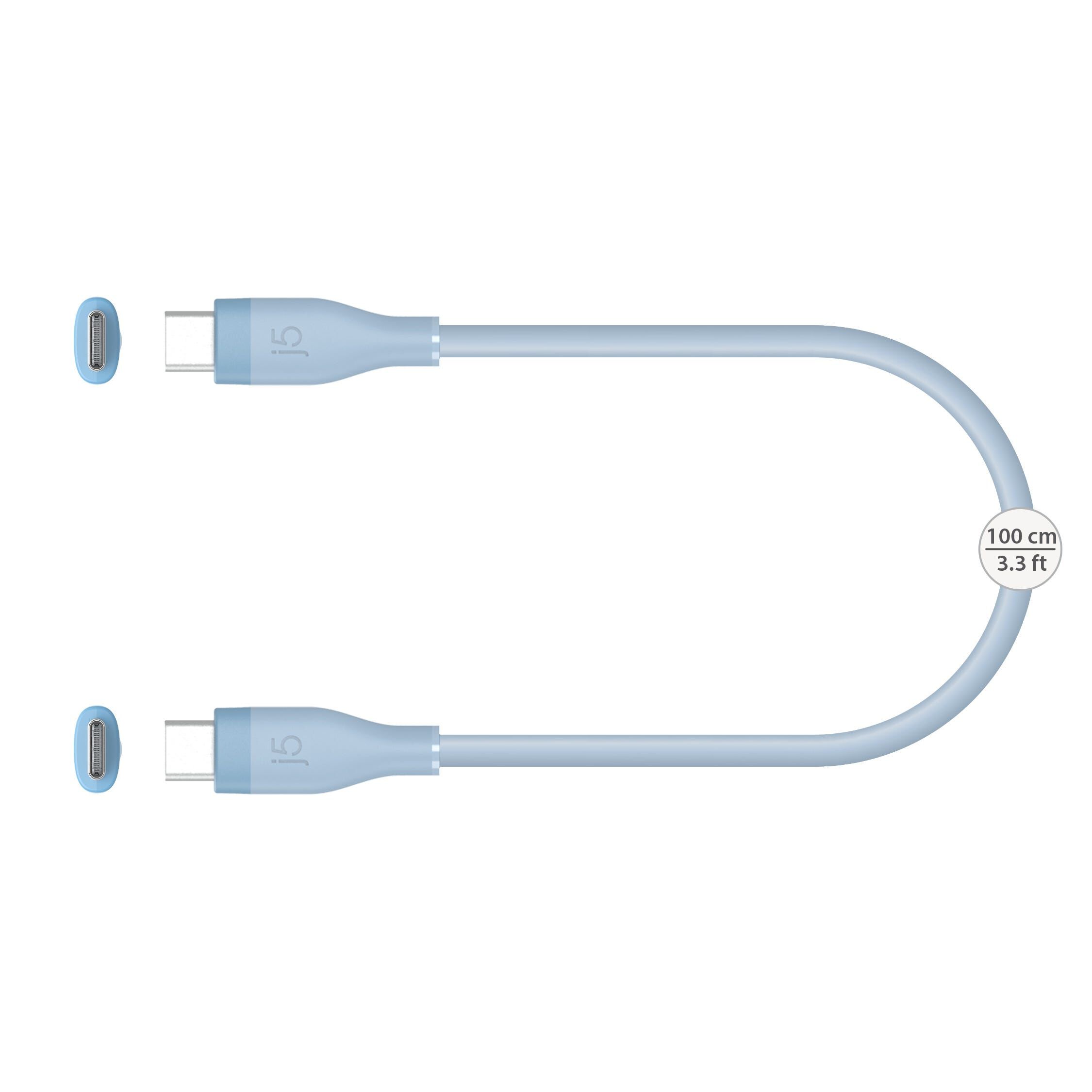 J5CREATE Usb-c 60w Liquid Silicone Fast Charging Cable (airy Blue) JUCX17C-image 2