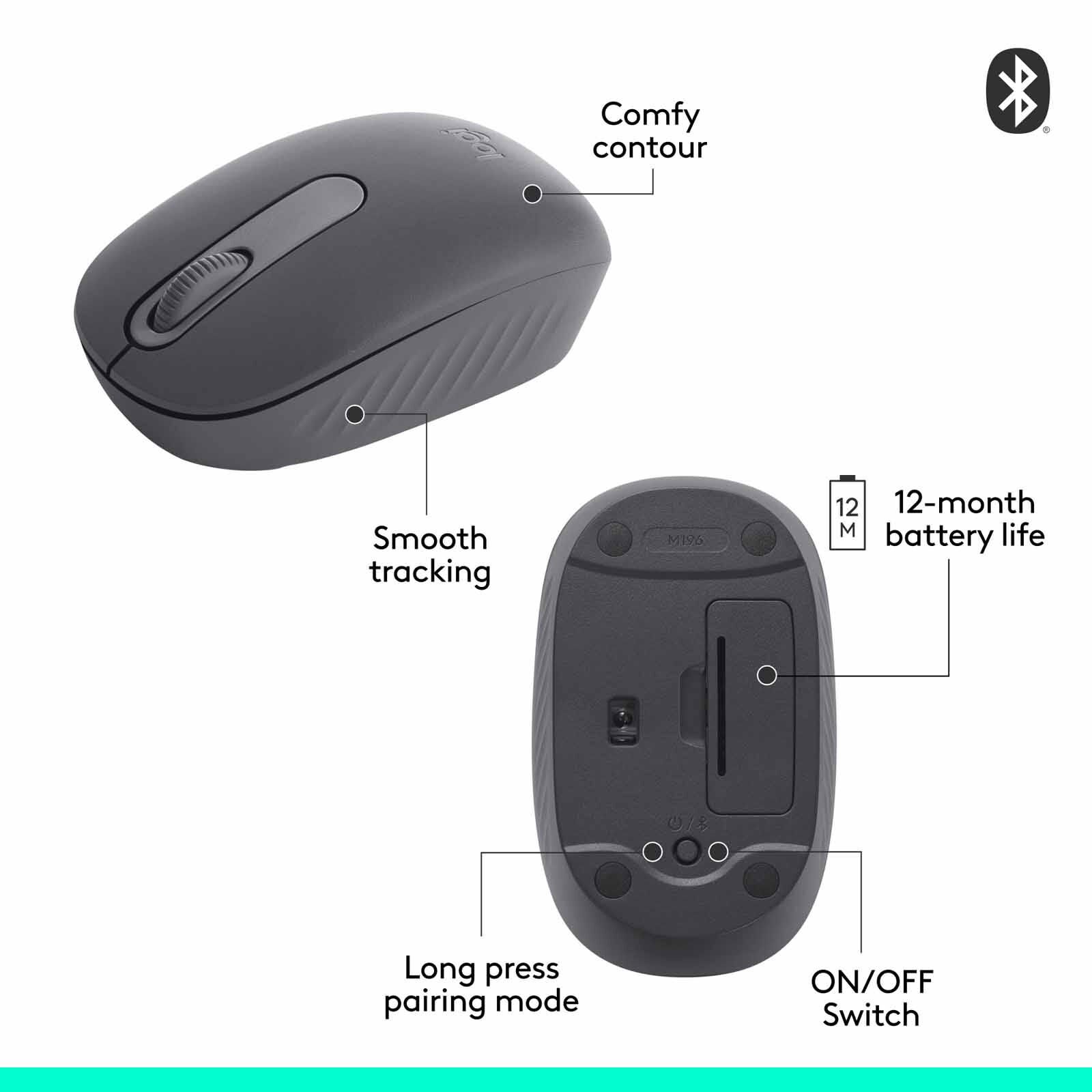 LOGITECH M196 Wireless Bluetooth Mouse Graphite 910-007462-image 6
