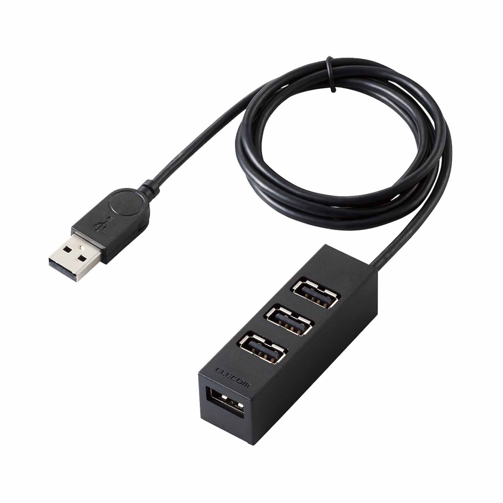 ELECOM Usb Hub 2.0 4 Ports 100cm Cable Black U2H-TZ427BBK-image 1