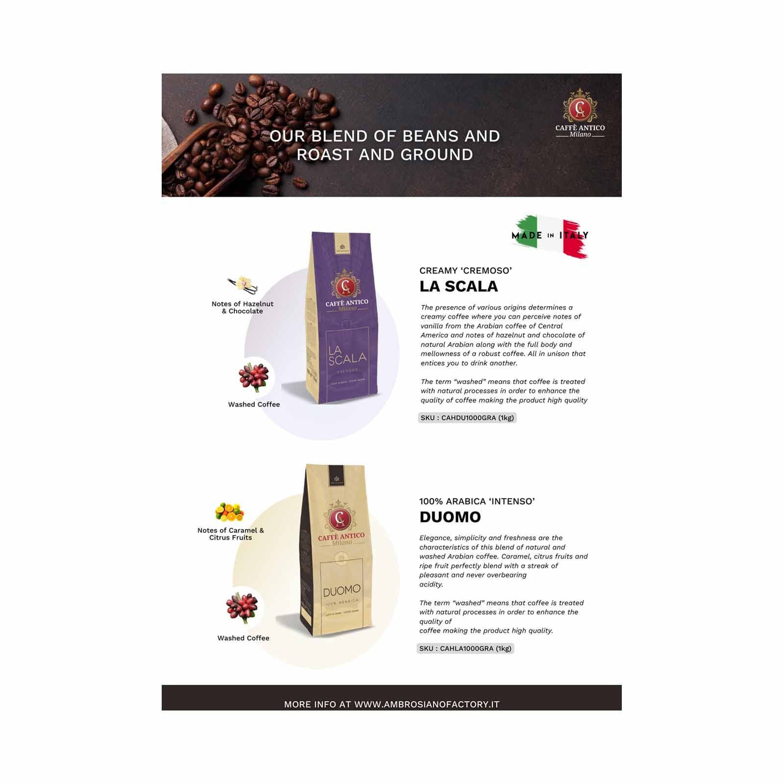 KITH Caffe Antico Coffee Beans Mix Cremoso In Pack La Scala Antico Milano 1kg CAHLA1000GRA-image 2