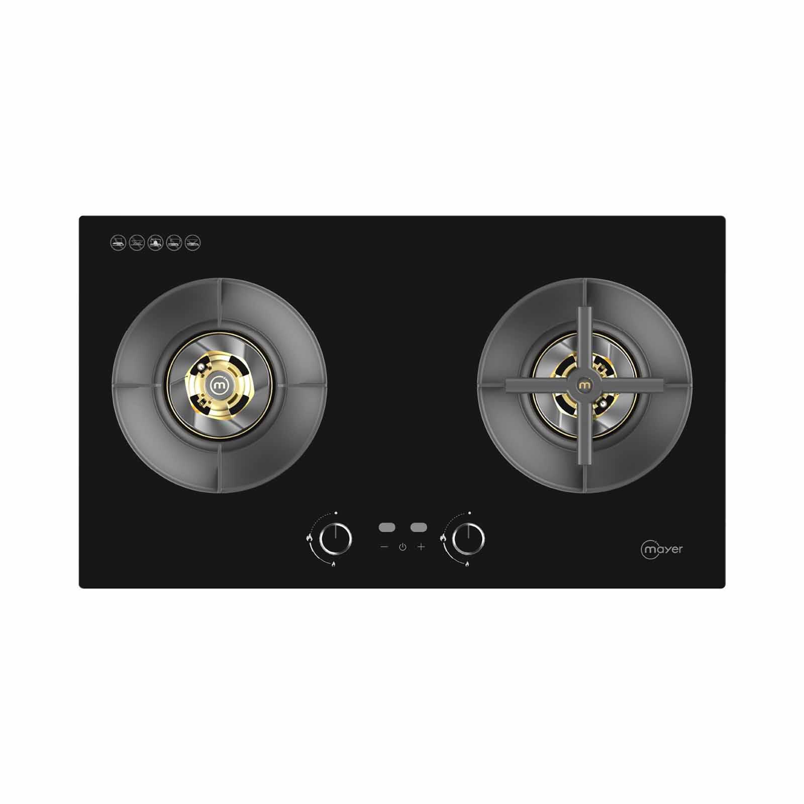 MAYER 78cm 2 Burner Gas Hob - Glass Black (lpg/pub) (exclude Installation) MMGH278HI-image 1